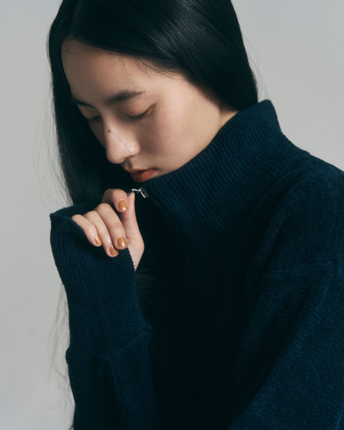 9月中発送予定 superNova. Velvet Drivers Knit Jacket / Navy