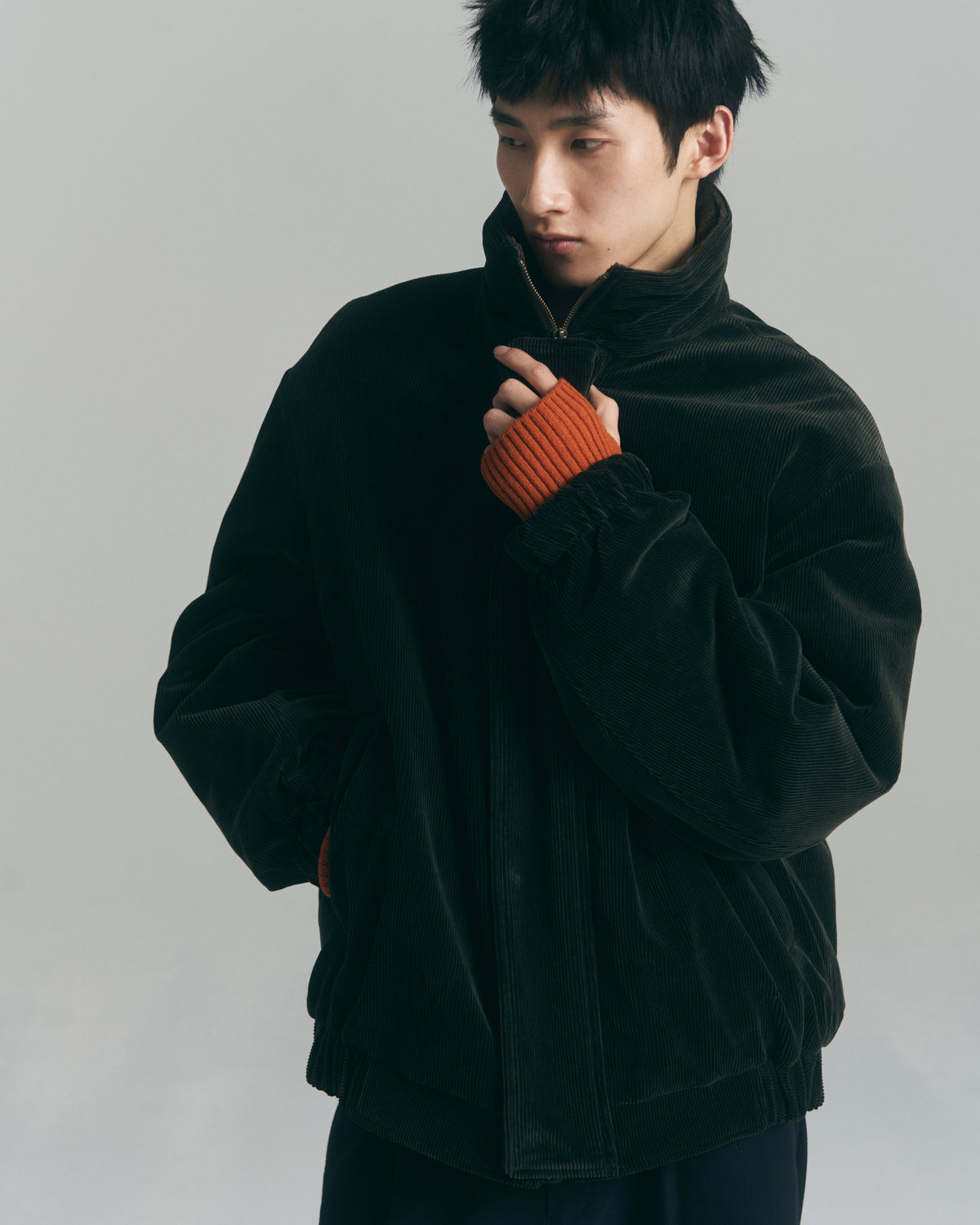 10月中発送予定 superNova. Corduroy Cozy Lined Blouson / Green