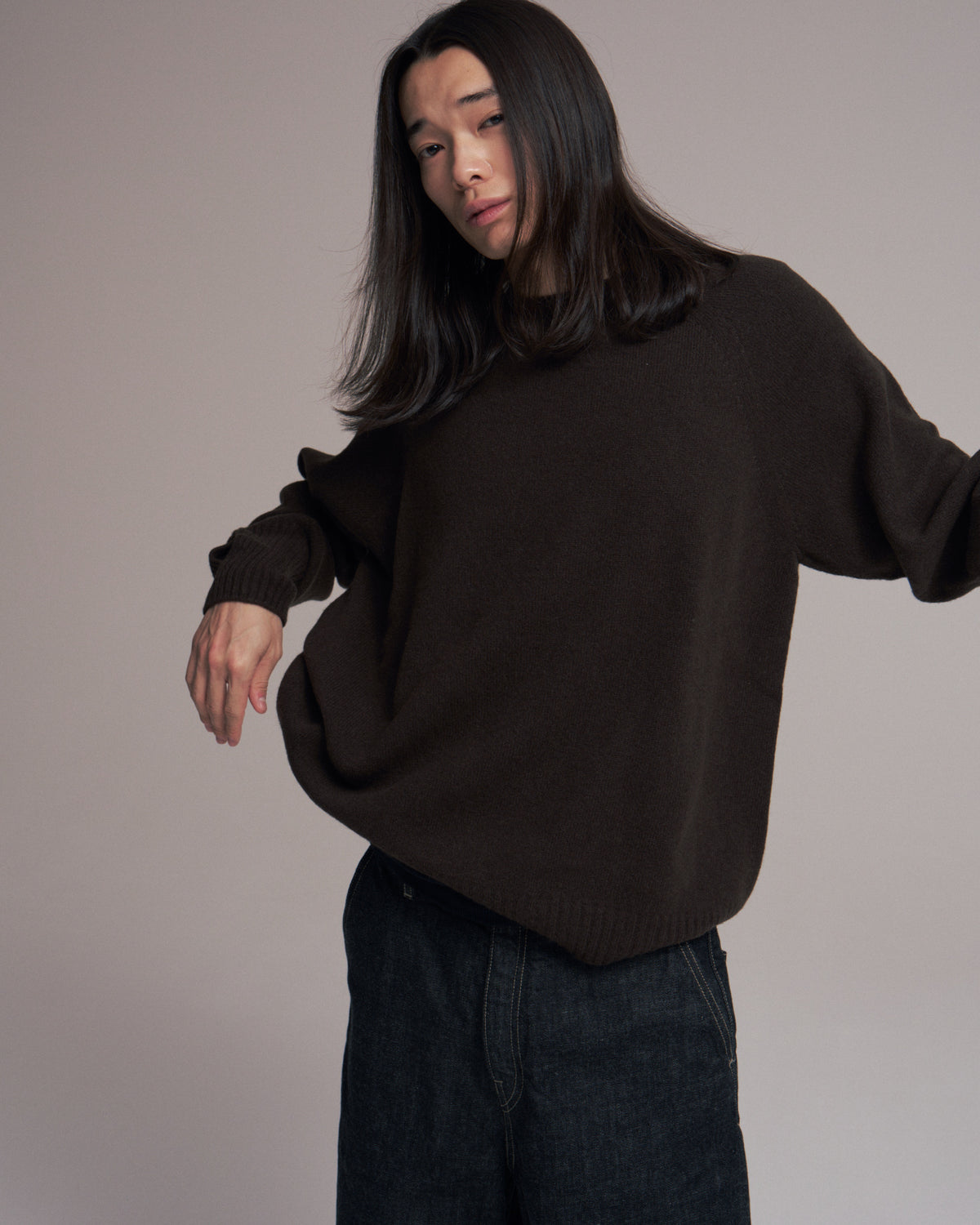 10月中発送予定 superNova. Wholegarment knit sweater - Wool & cashmere & silk / Brown