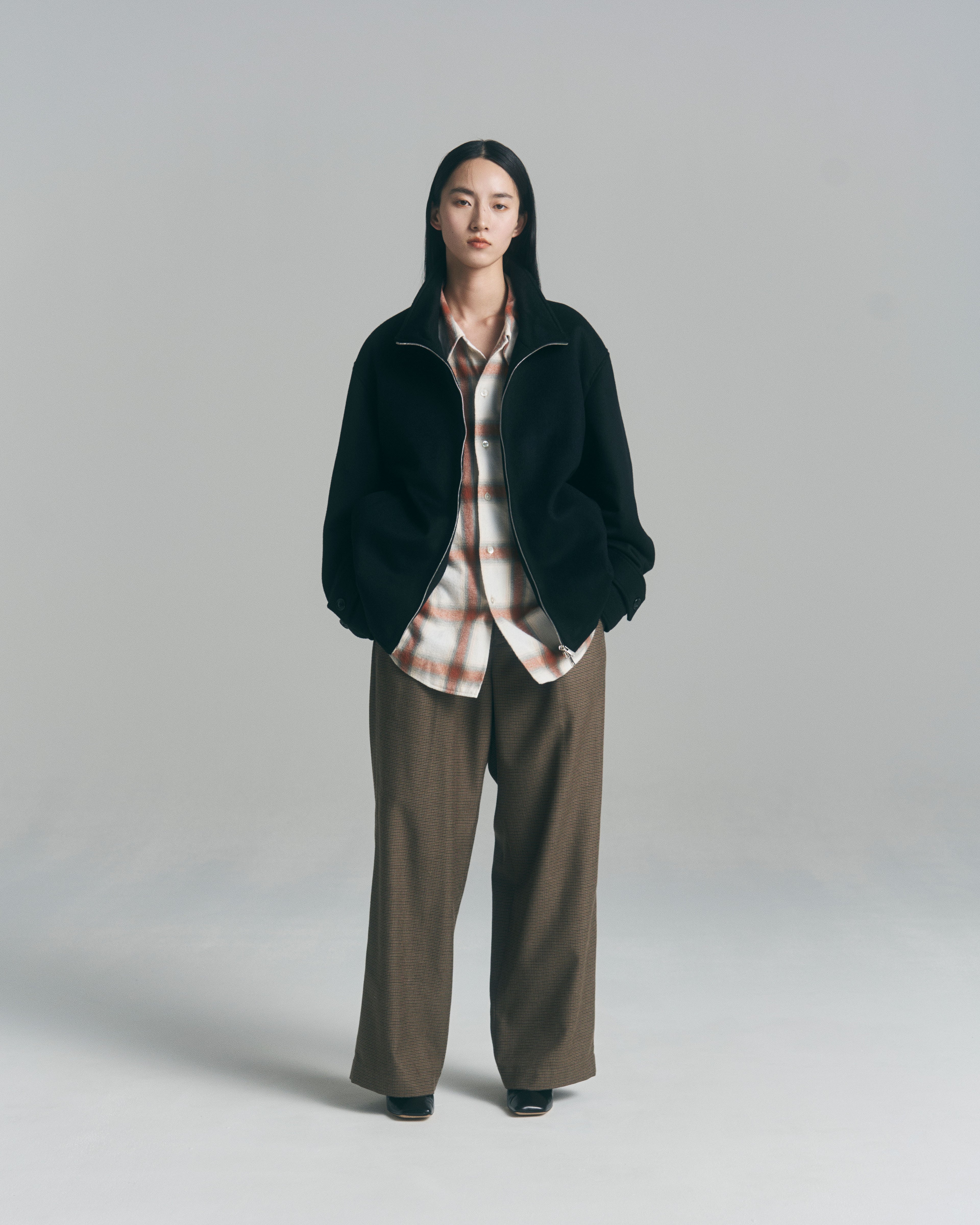 superNova. Wide Gun Club Check Utility Trousers / Brown