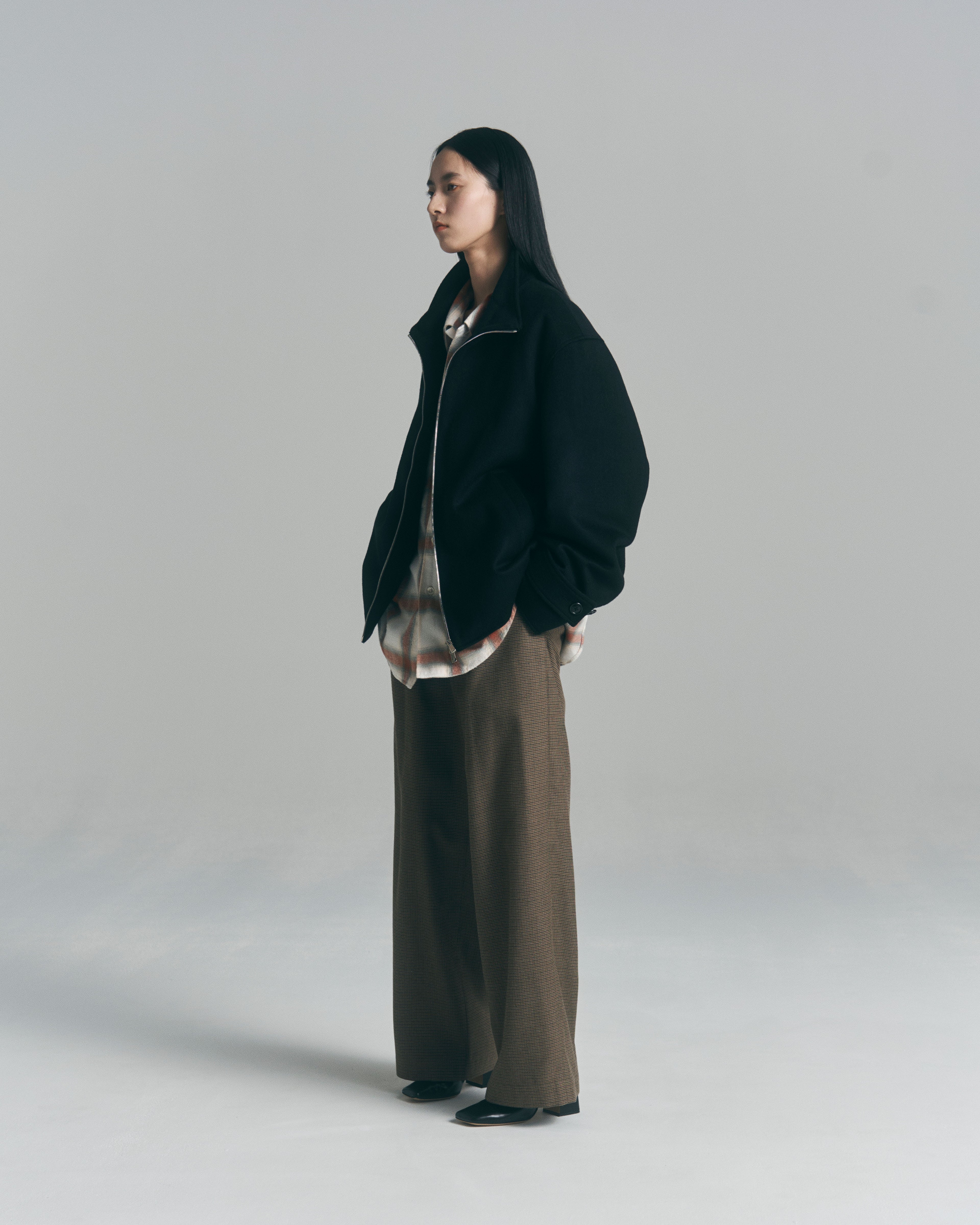 superNova. Wide Gun Club Check Utility Trousers / Brown