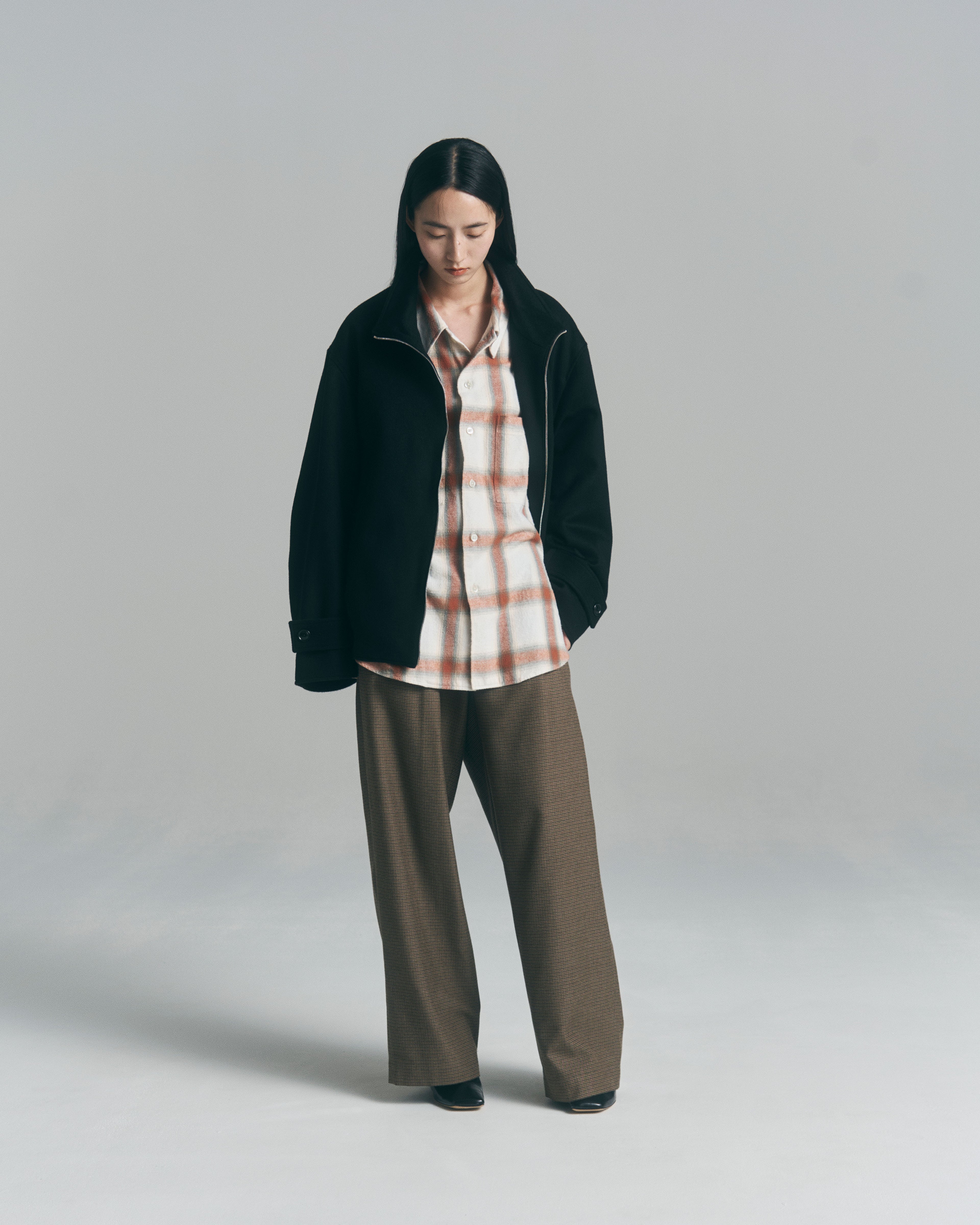 superNova. Wide Gun Club Check Utility Trousers / Brown