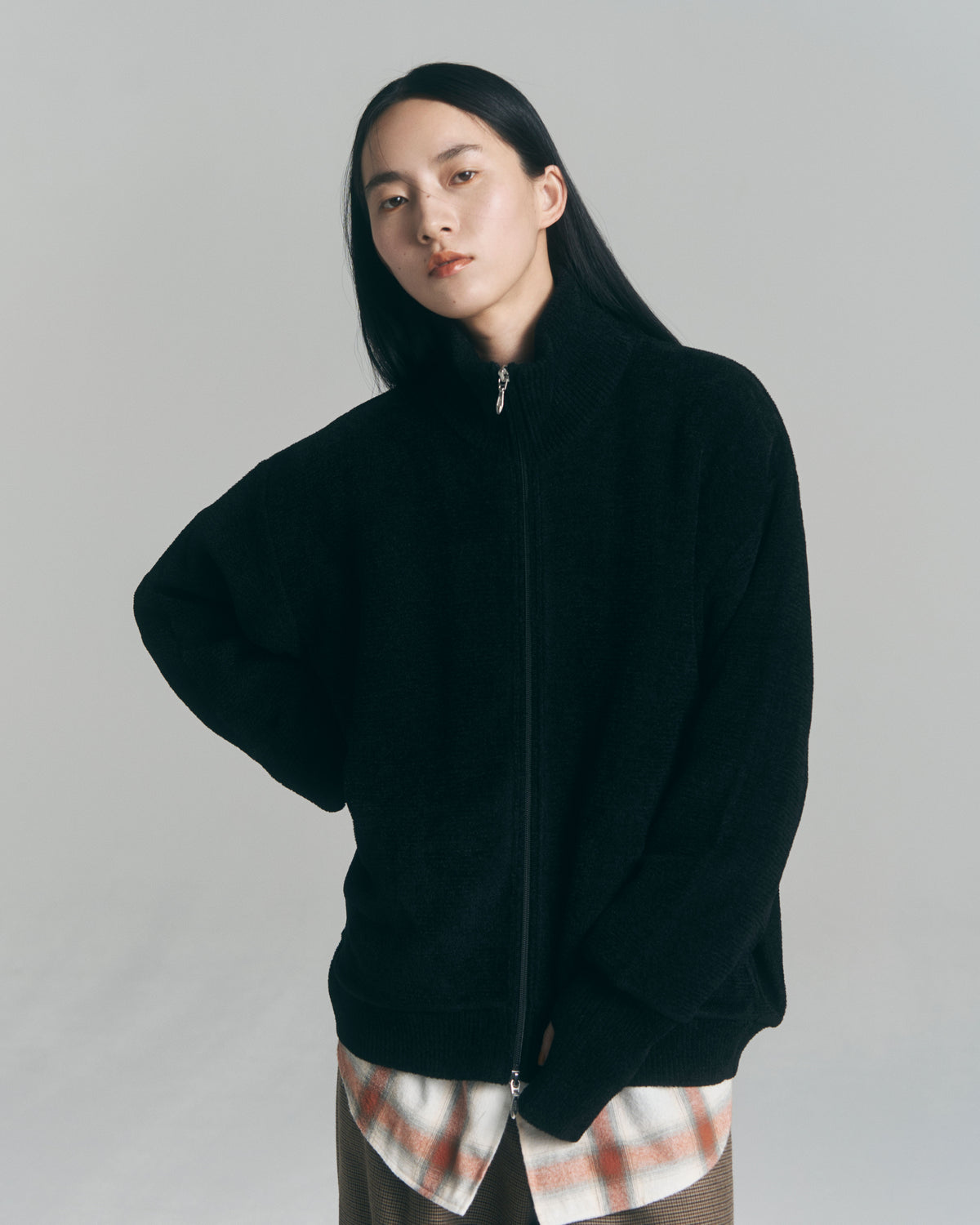 9月中発送予定 superNova. Velvet Drivers Knit Jacket / Black