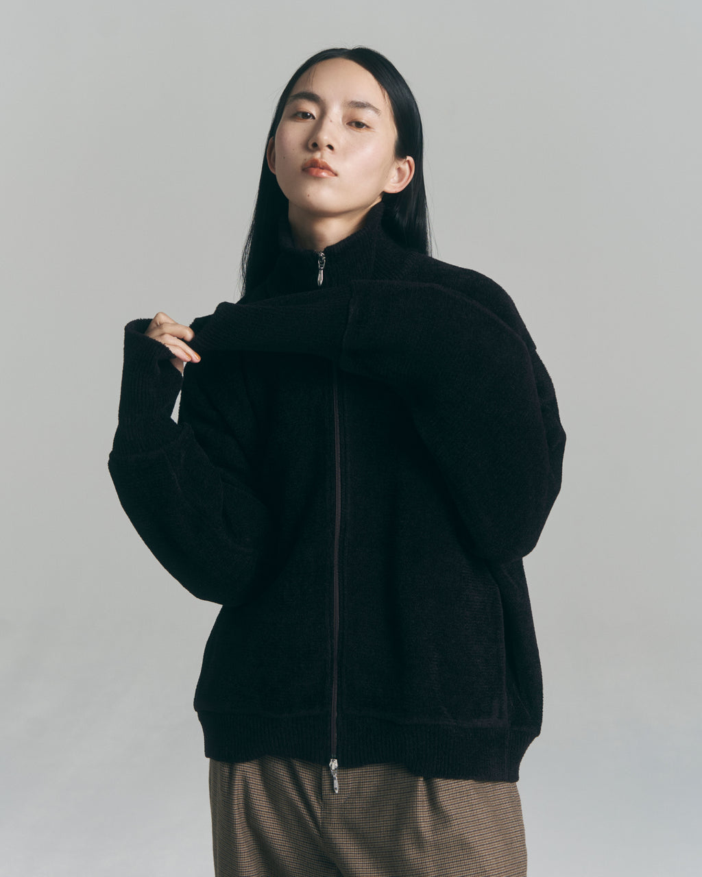 9月中発送予定 superNova. Velvet Drivers Knit Jacket / Black