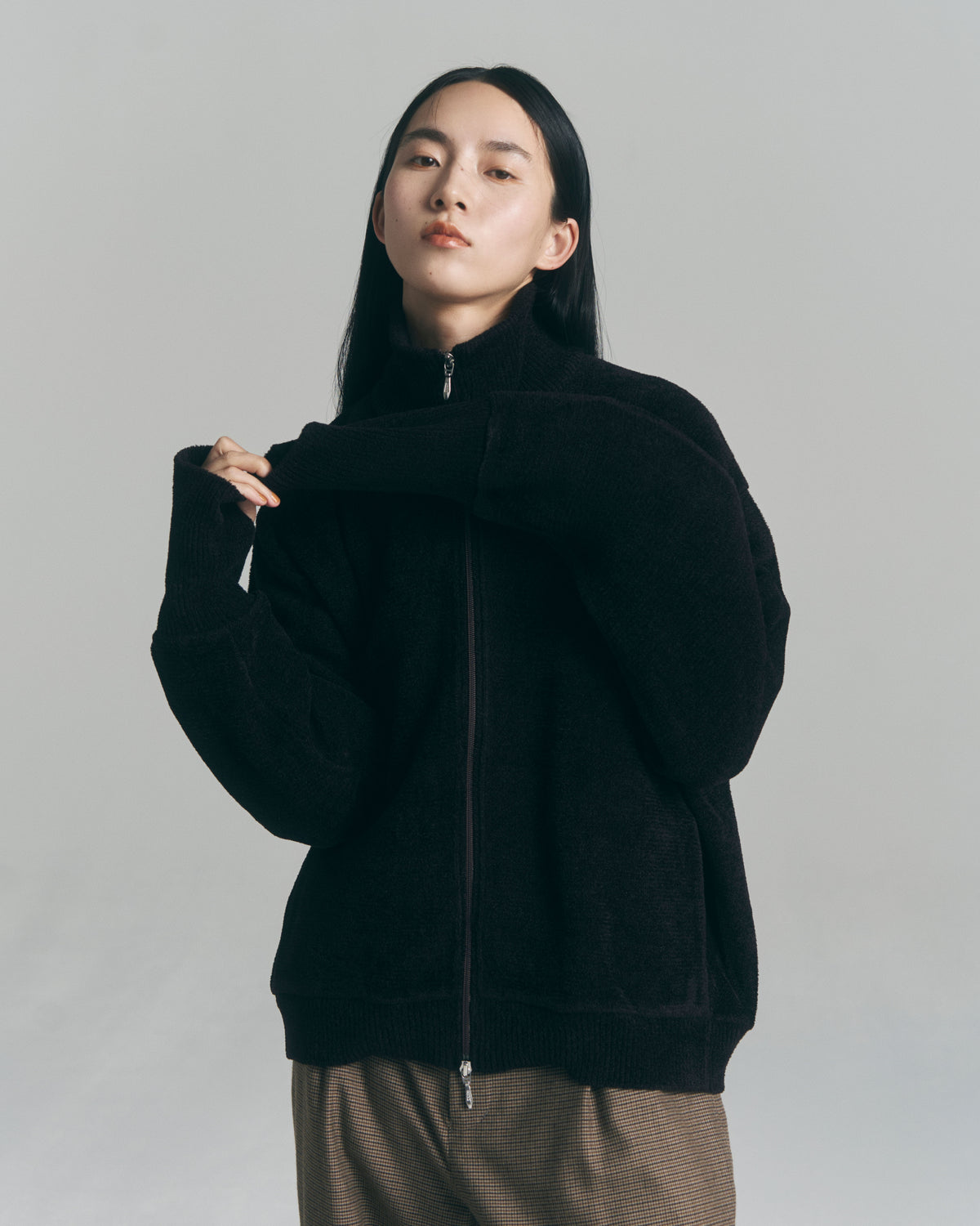 9月中発送予定 superNova. Velvet Drivers Knit Jacket / Black