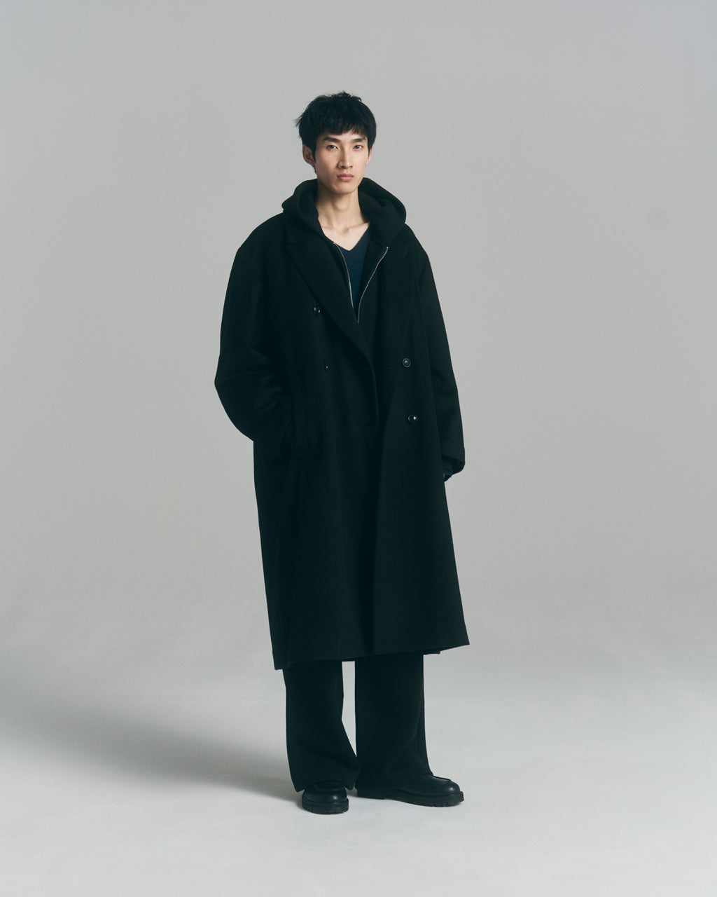superNova. Oversized Jacquard Sweat Zip Hoodie / Black
