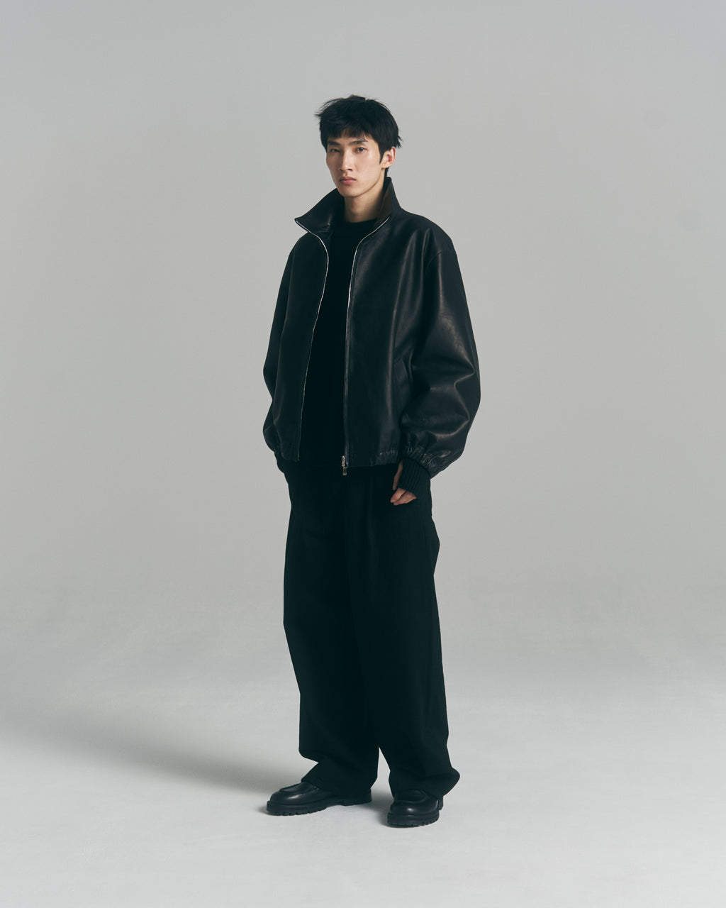 superNova. Leather track jacket - Horsehide / Black