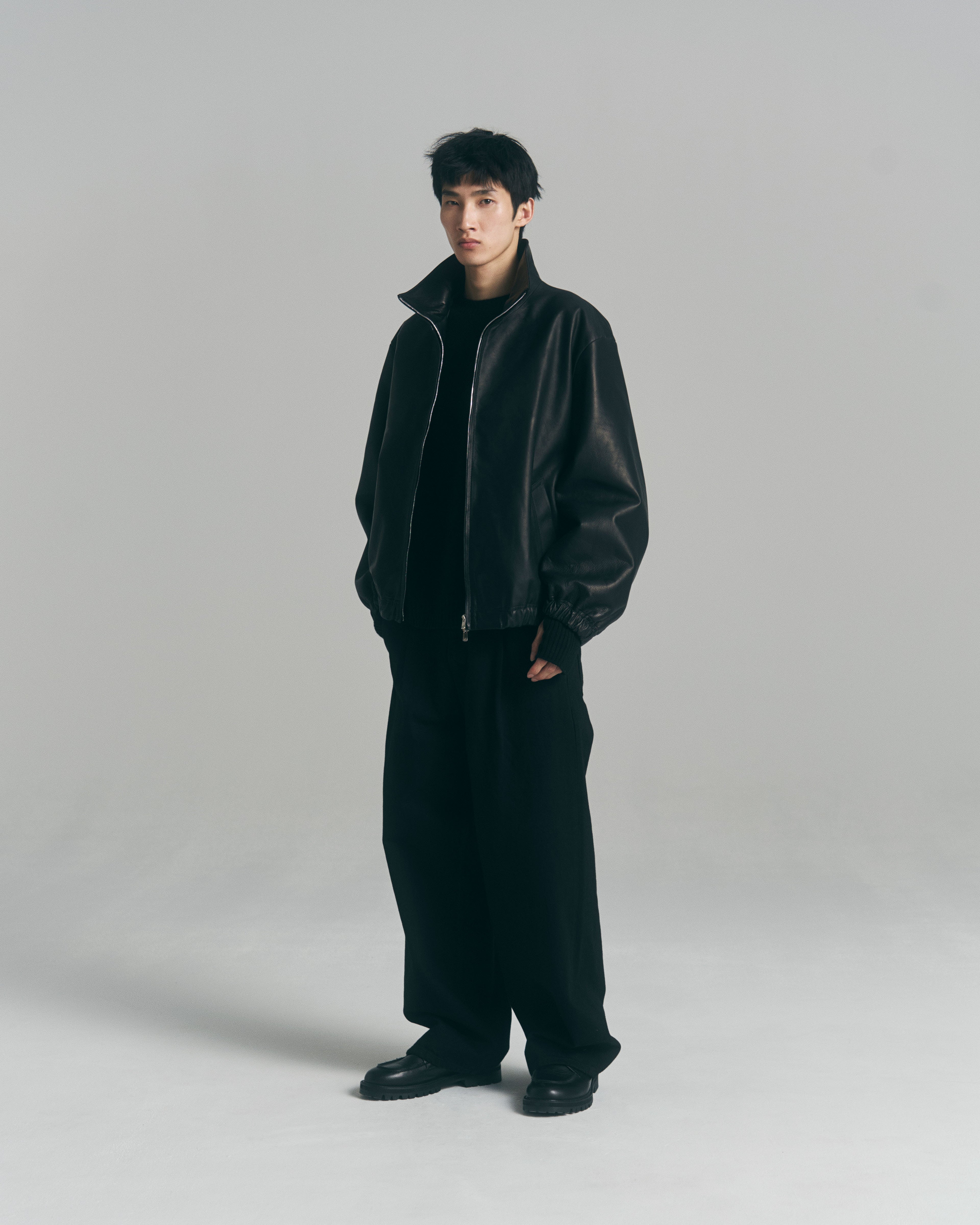 superNova. Leather track jacket - Horsehide / Black