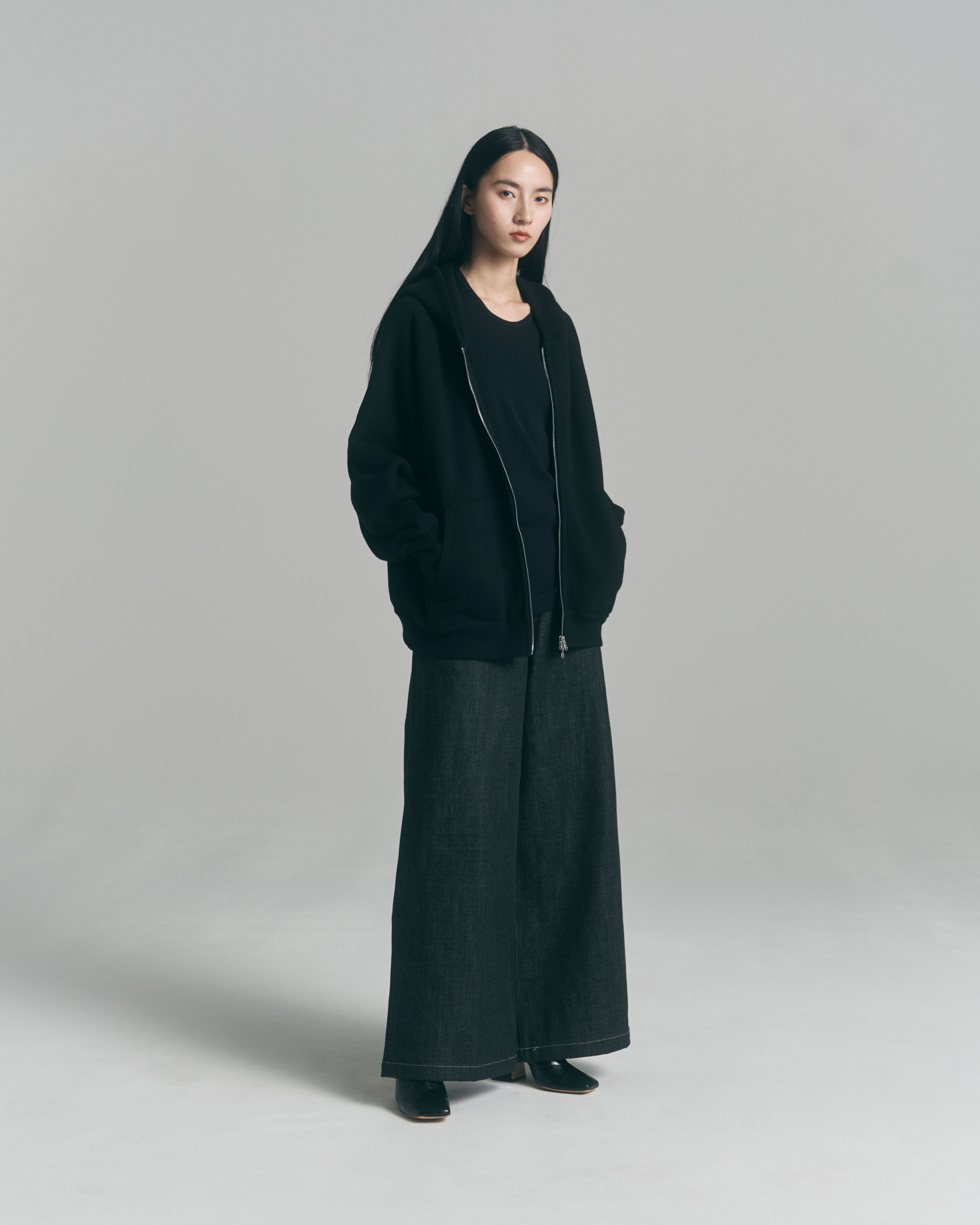 superNova. Oversized Jacquard Sweat Zip Hoodie / Black