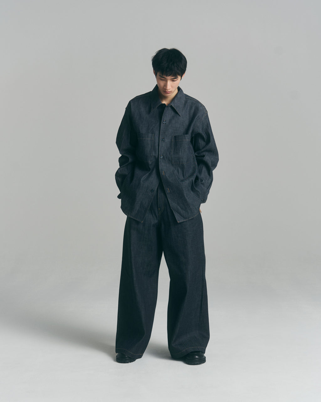 superNova. Denim big shirt - Rigid denim  / Indigo