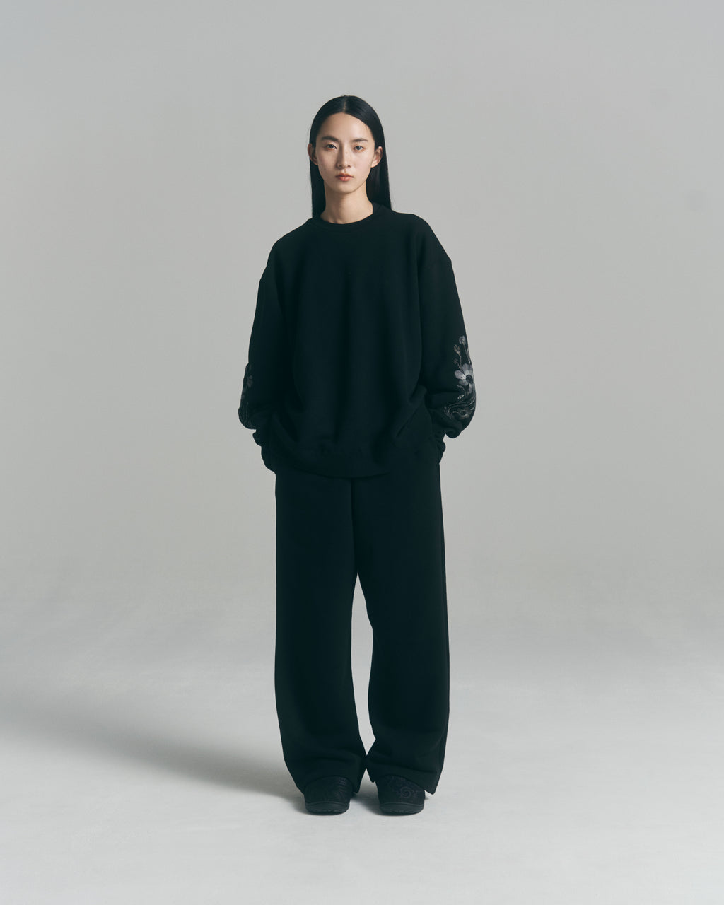 superNova. Wide Jacquard Sweatpants / Black