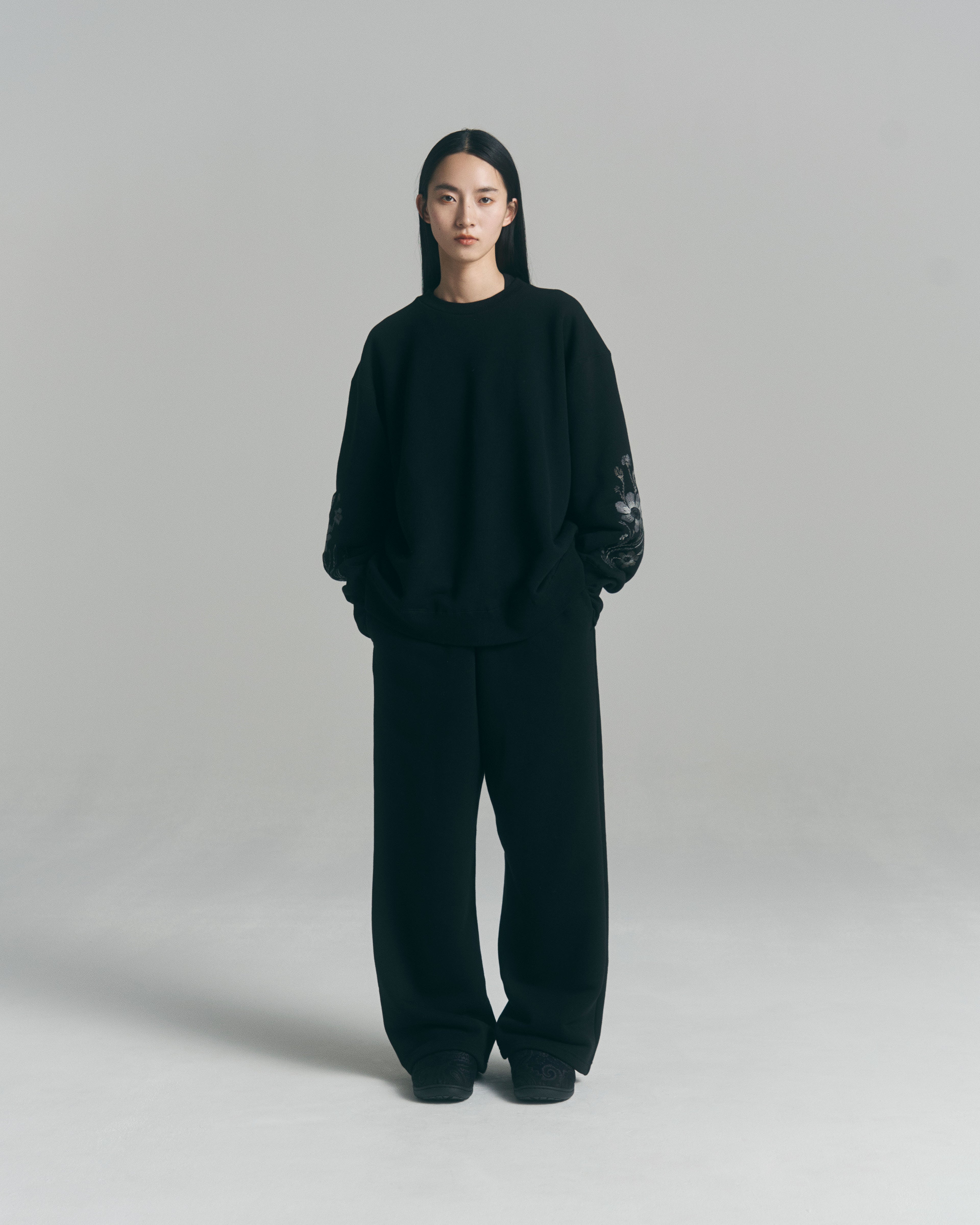 superNova. Wide Jacquard Sweatpants / Black