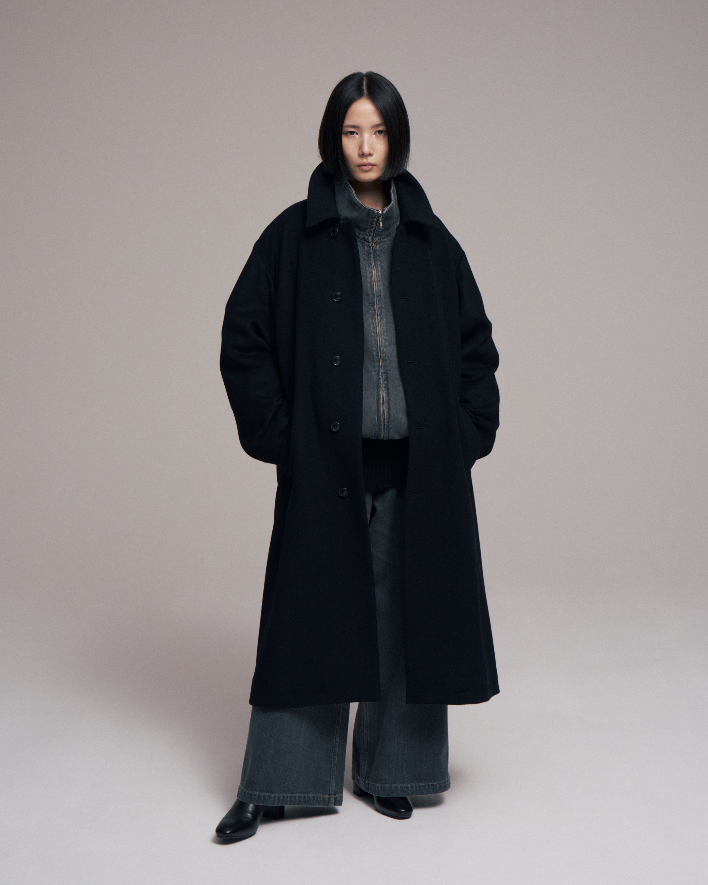 【LAST1】superNova. Bal collar coat - Melton / Black