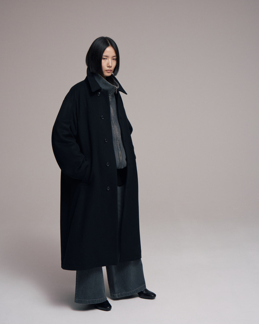 【LAST1】superNova. Bal collar coat - Melton / Black