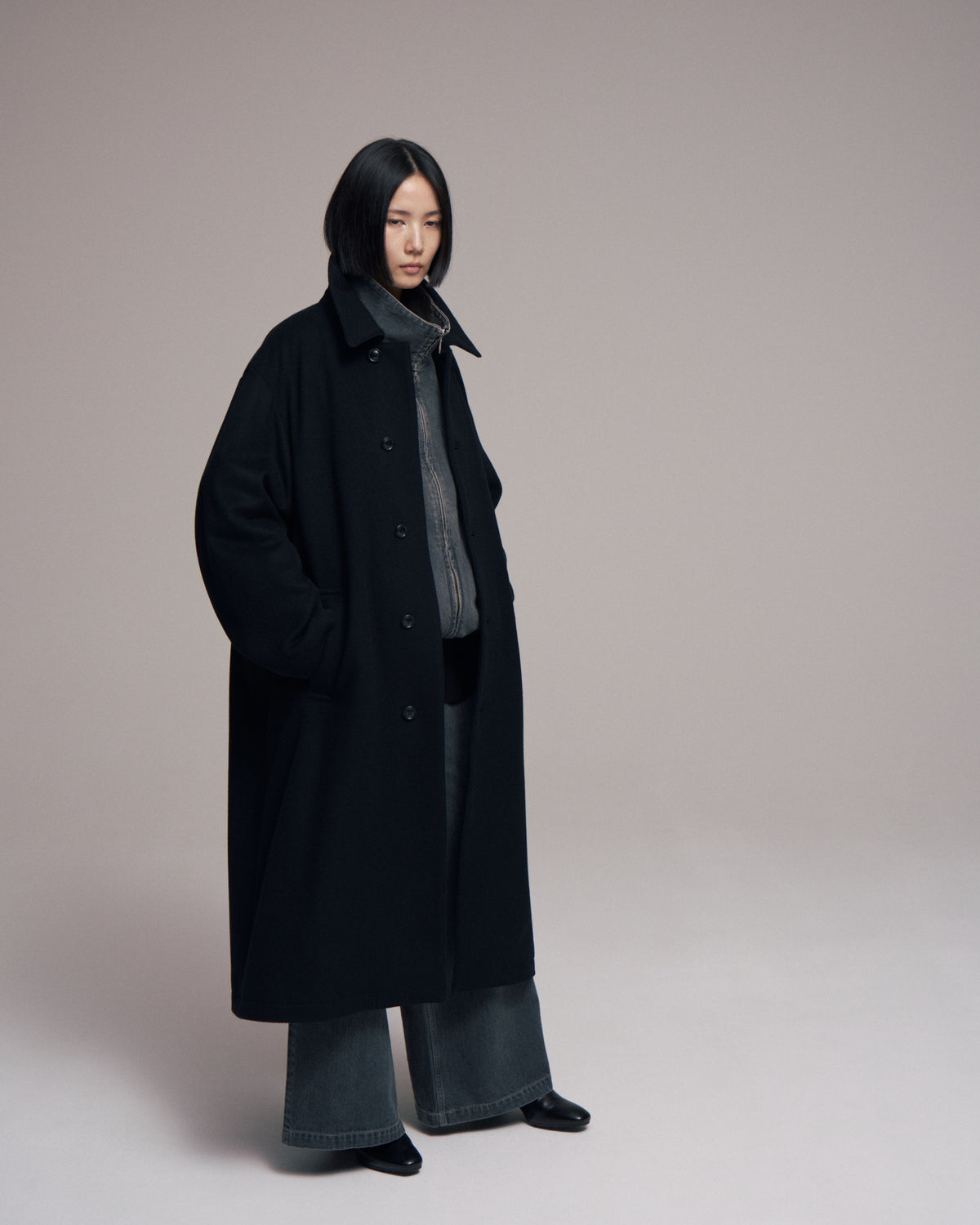 【LAST1】superNova. Bal collar coat - Melton / Black