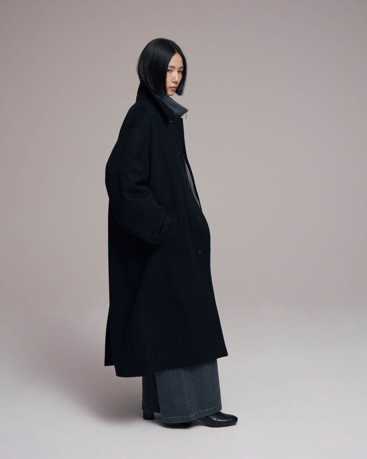【LAST1】superNova. Bal collar coat - Melton / Black