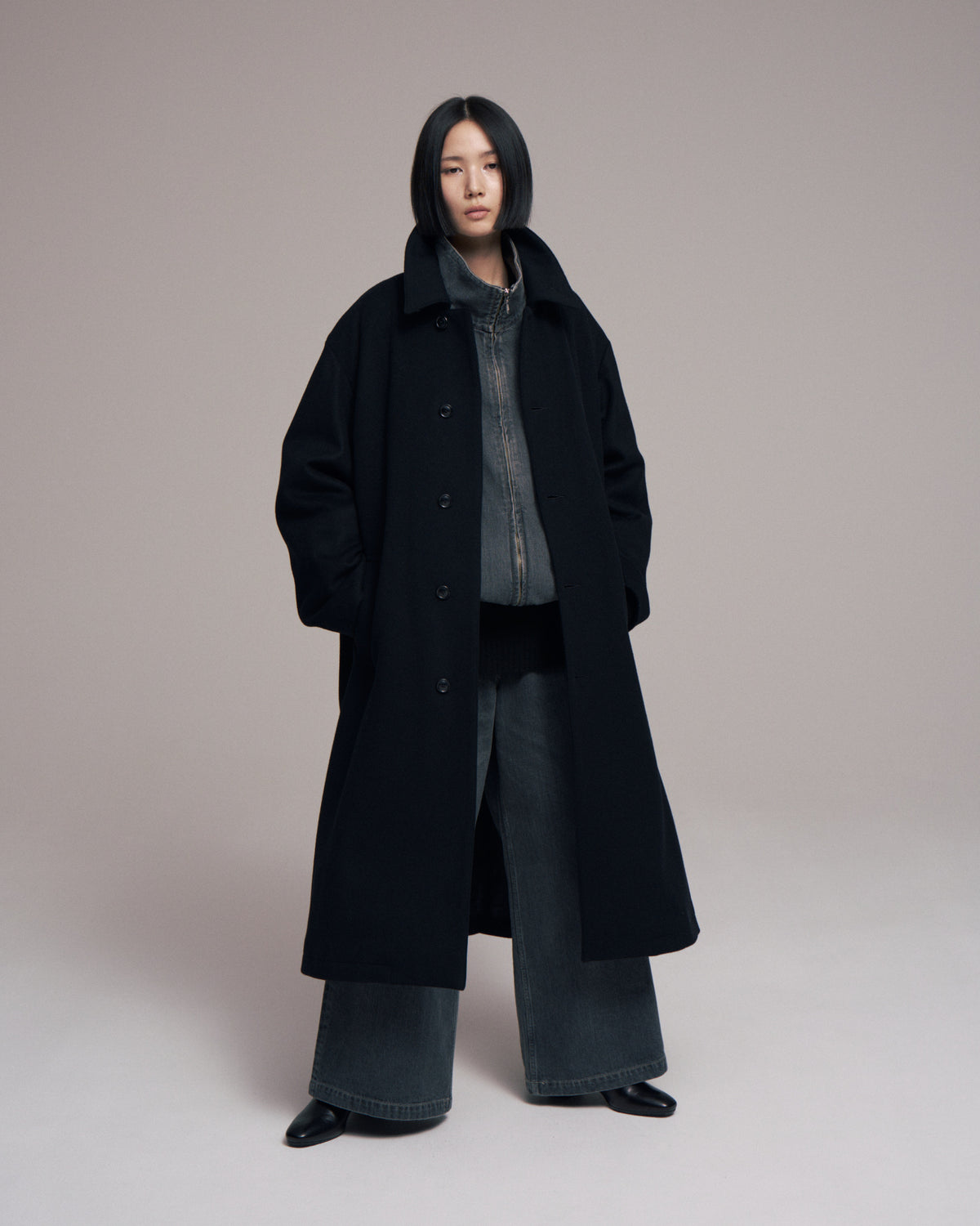【LAST1】superNova. Bal collar coat - Melton / Black