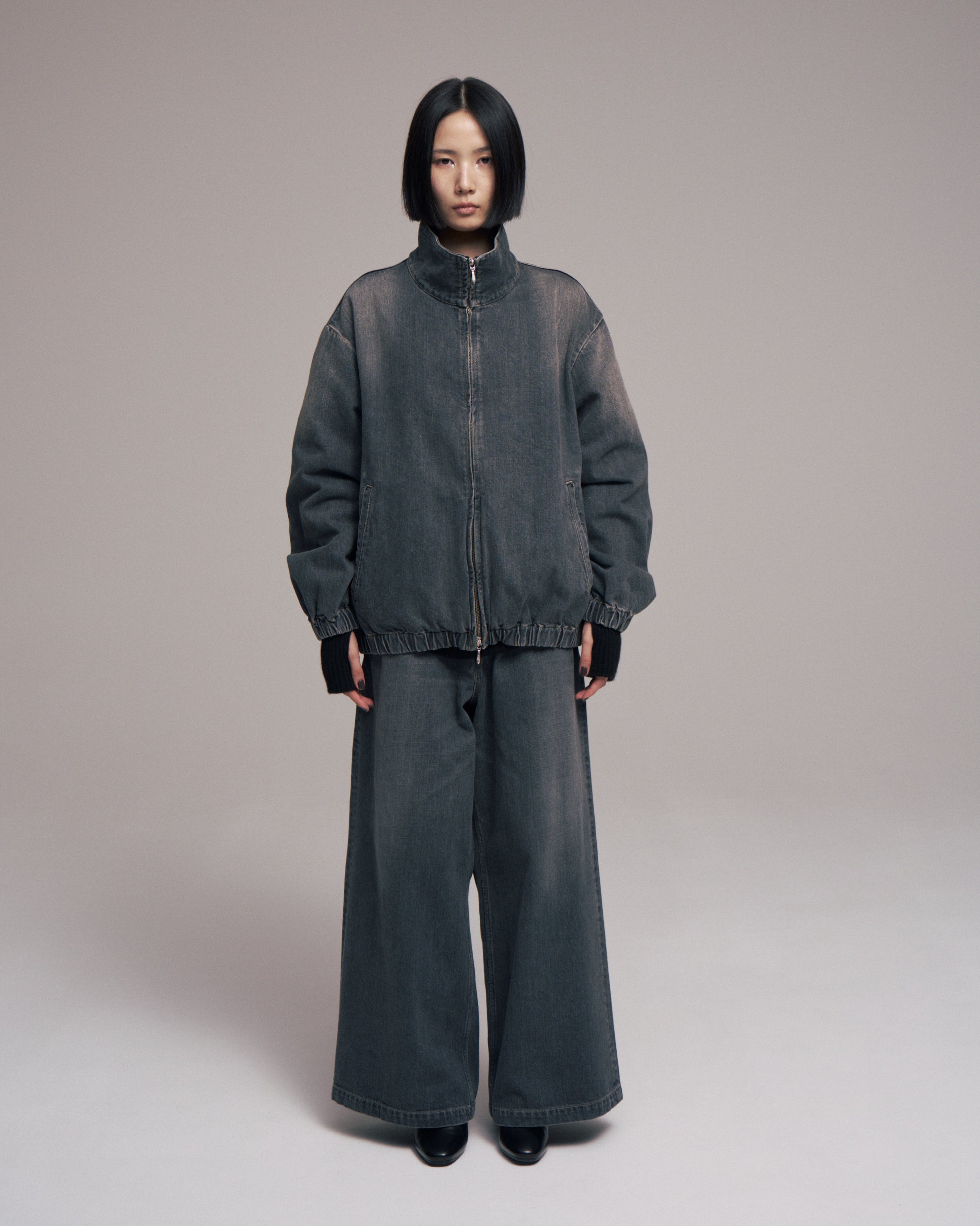 superNova. Denim track jacket - Old vintage wash / Mid black