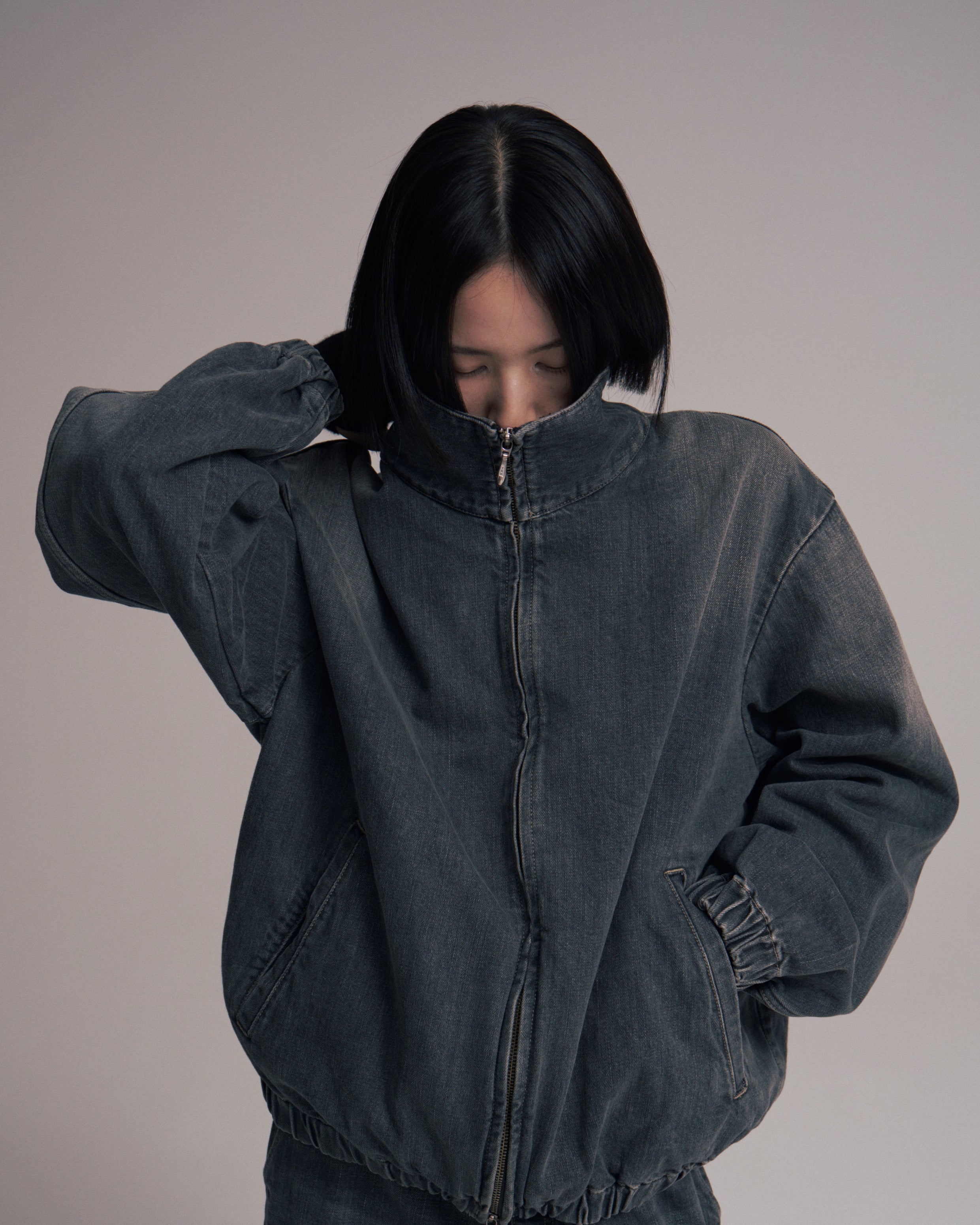 superNova. Denim track jacket - Old vintage wash / Mid black