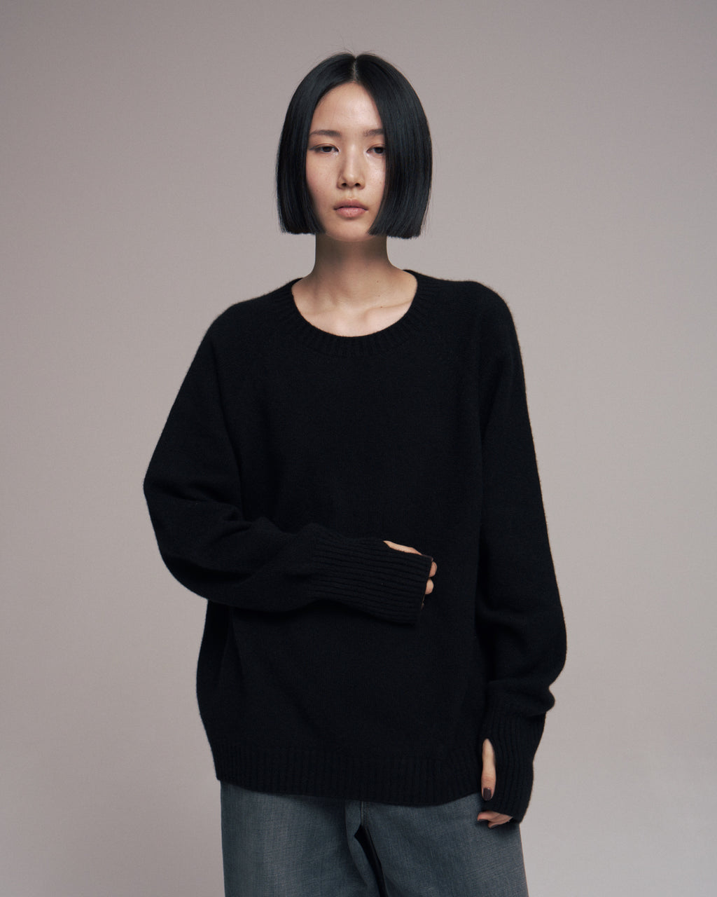 10月中発送予定 superNova. Wholegarment knit sweater - Wool & cashmere & silk / Black
