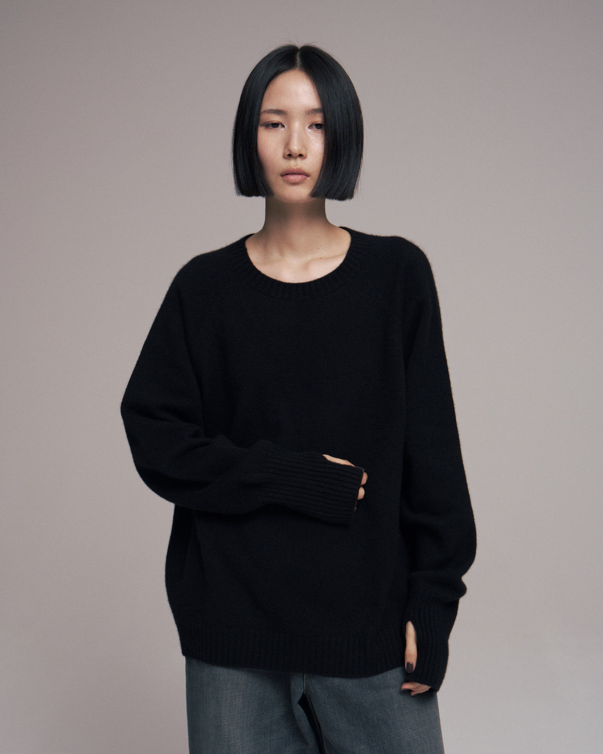 10月中発送予定 superNova. Wholegarment knit sweater - Wool & cashmere & silk / Black