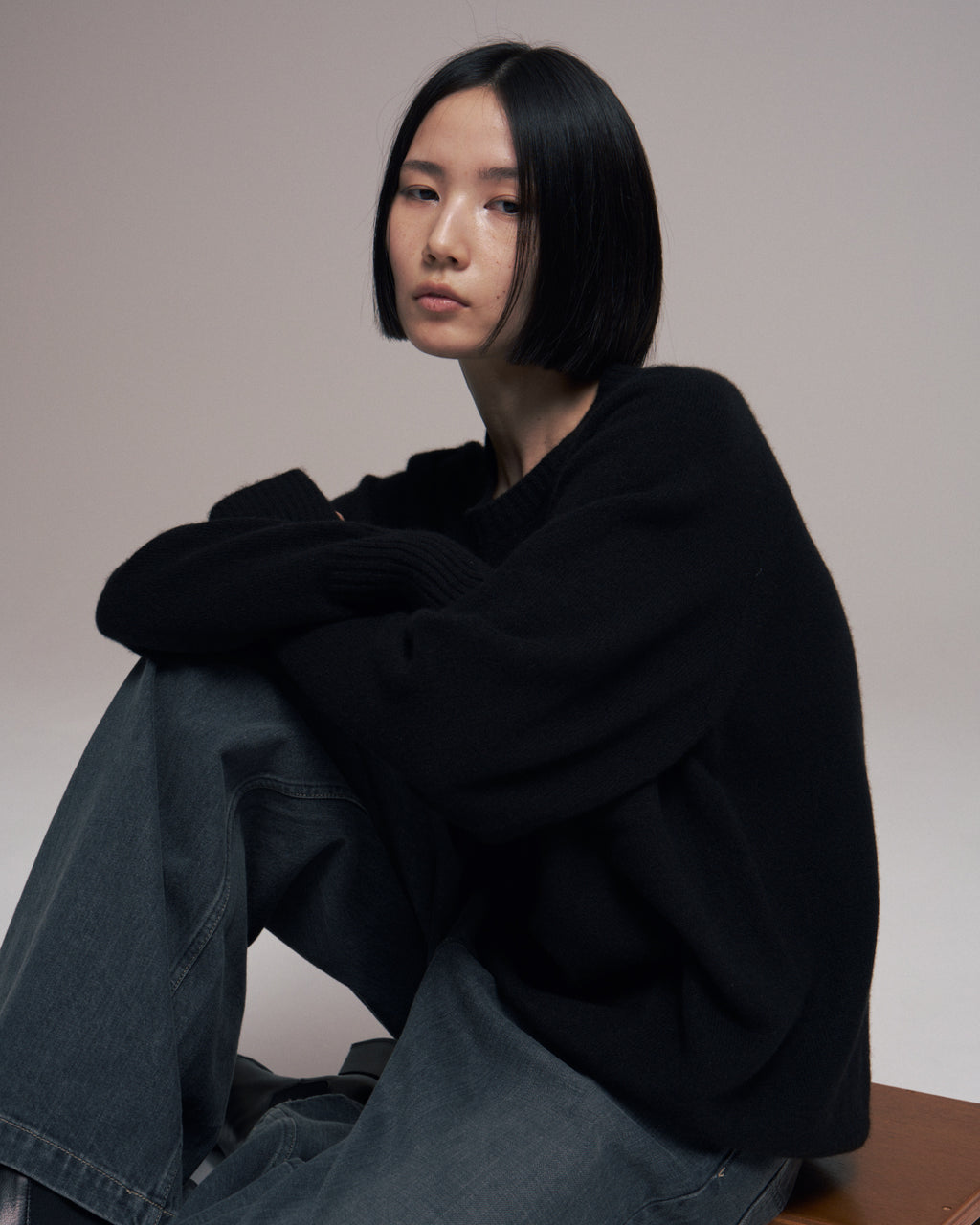 10月中発送予定 superNova. Wholegarment knit sweater - Wool & cashmere & silk / Black