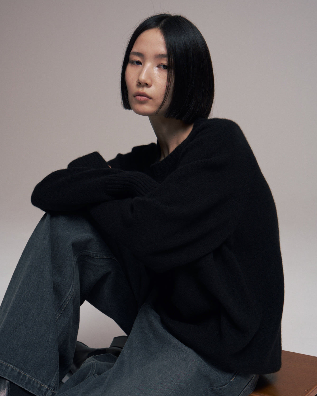 10月中発送予定 superNova. Wholegarment knit sweater - Wool & cashmere & silk / Black