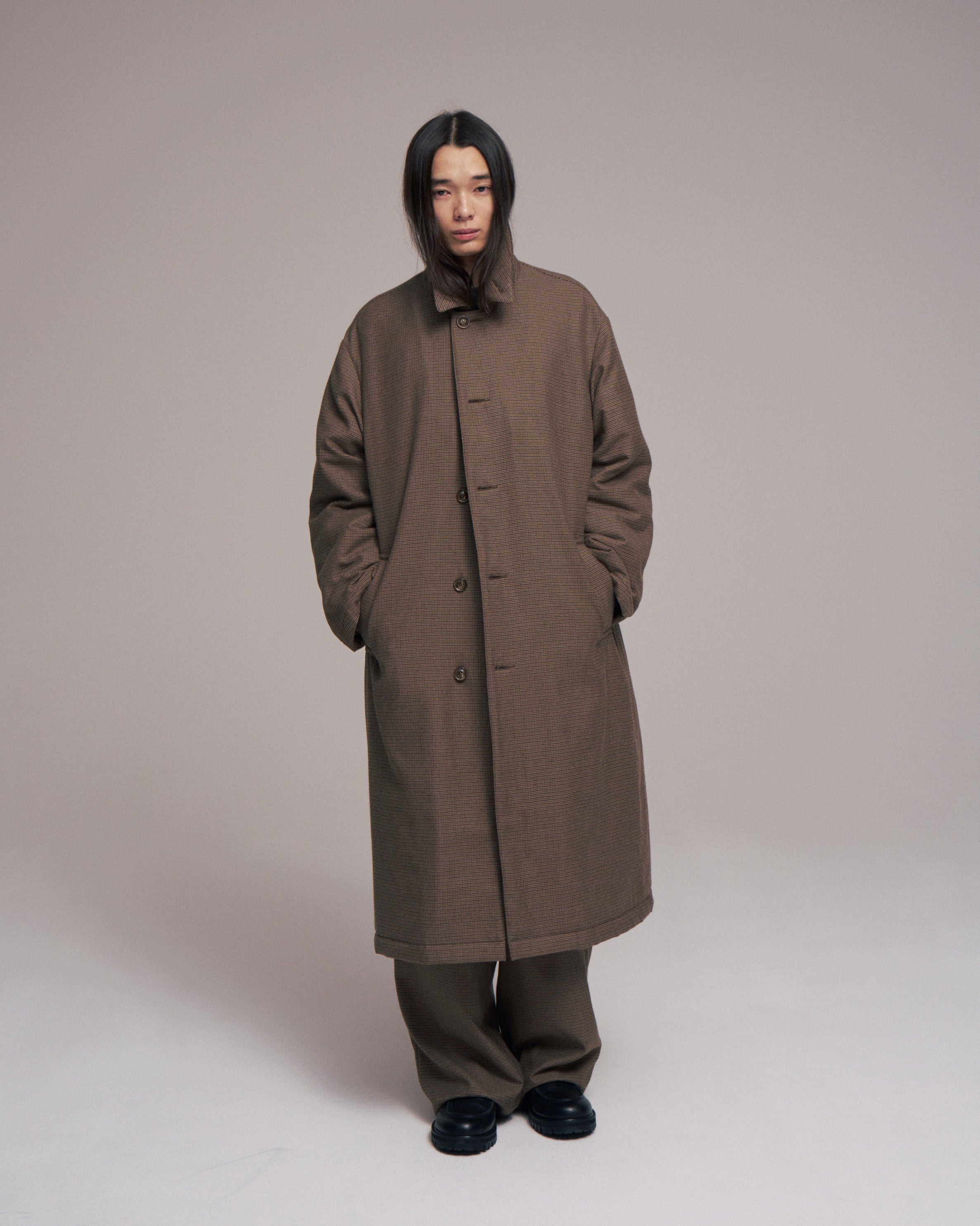superNova. Quilted lining bal collar coat - Gun club check / Brown