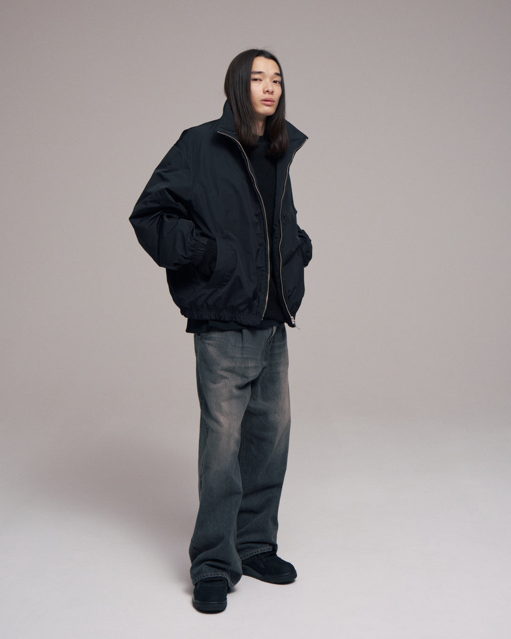 【sizeM LAST1】superNova. Quilted lining track jacket - Taffeta / Black