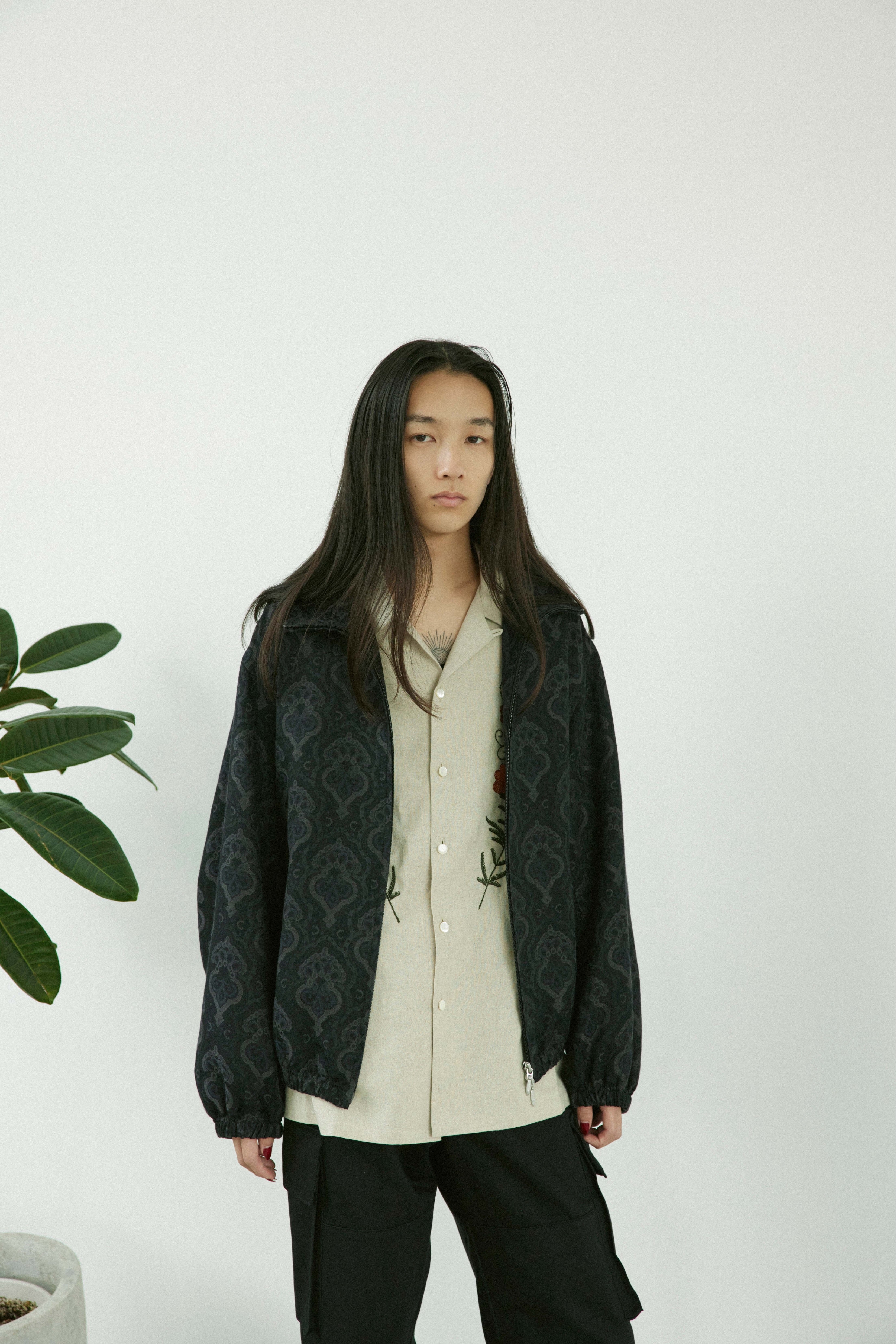 superNova. Track jacket - Damask jacquard / Black