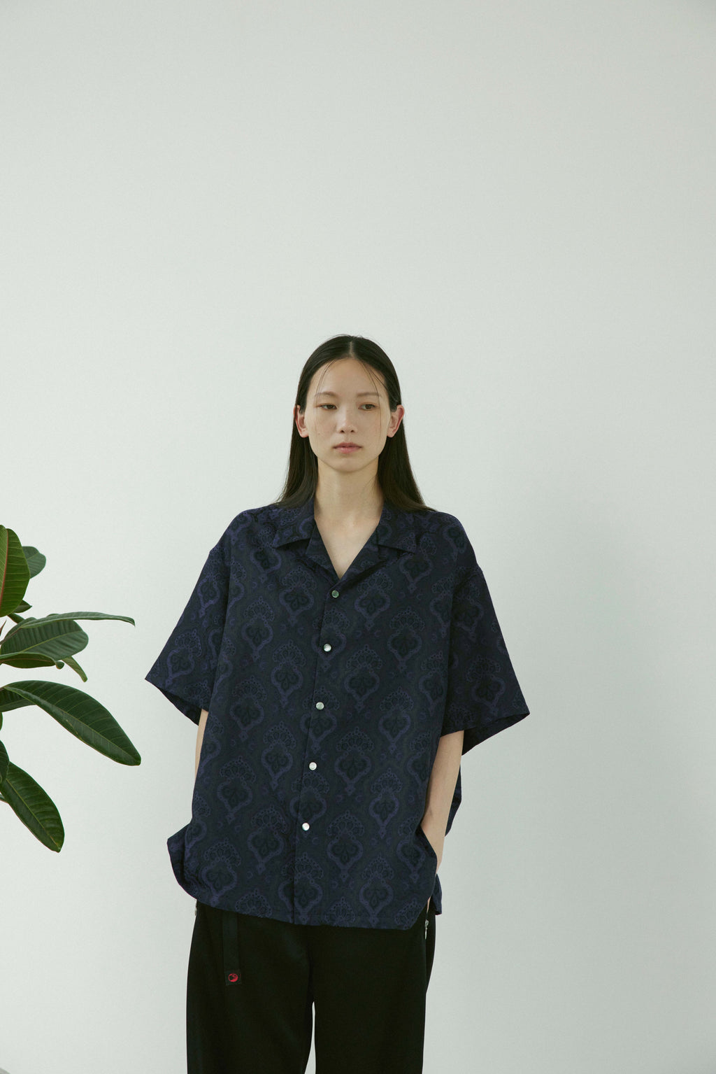 superNova. Aloha shirt - Damask jacquard / Purple