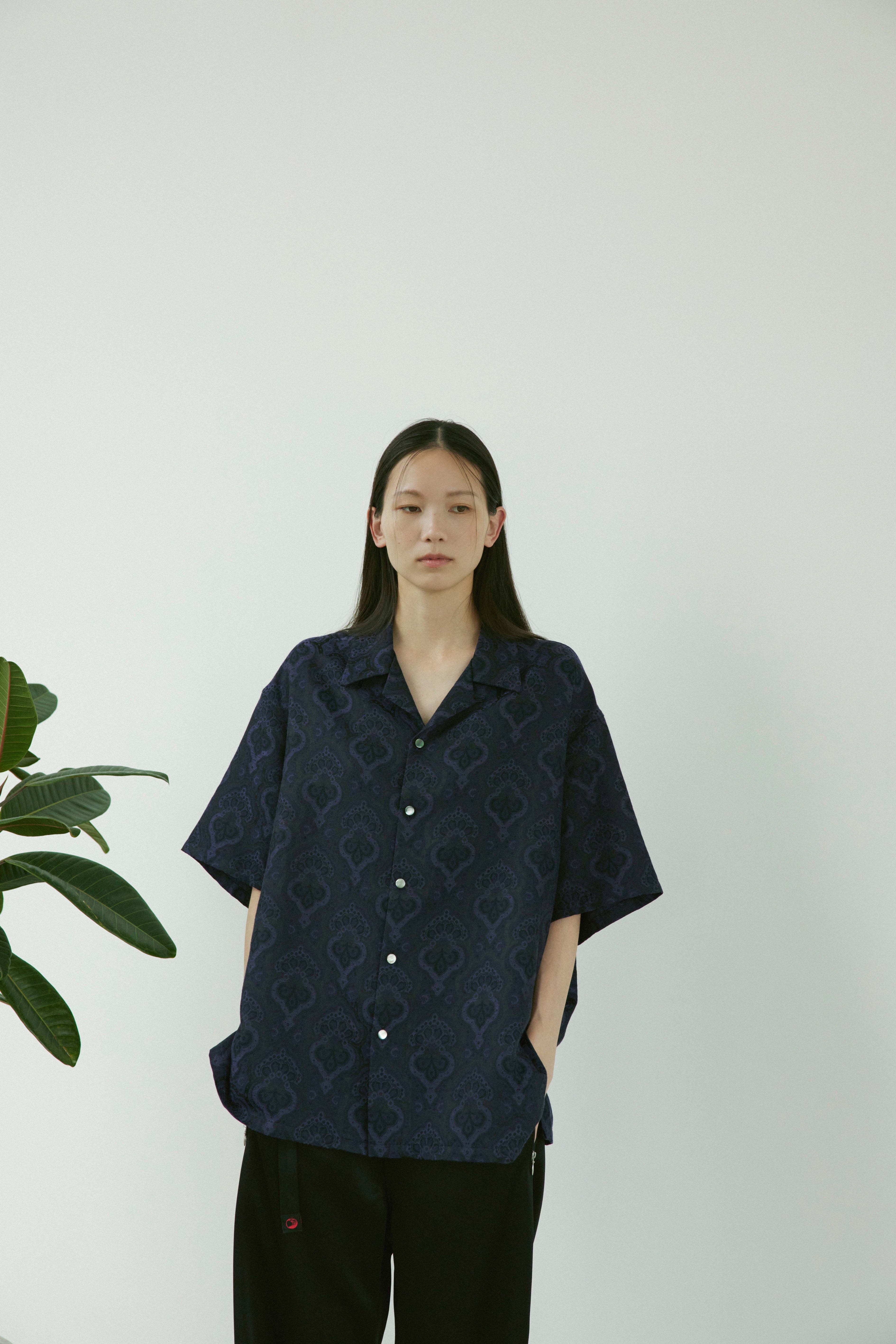 superNova. Aloha shirt - Damask jacquard / Purple