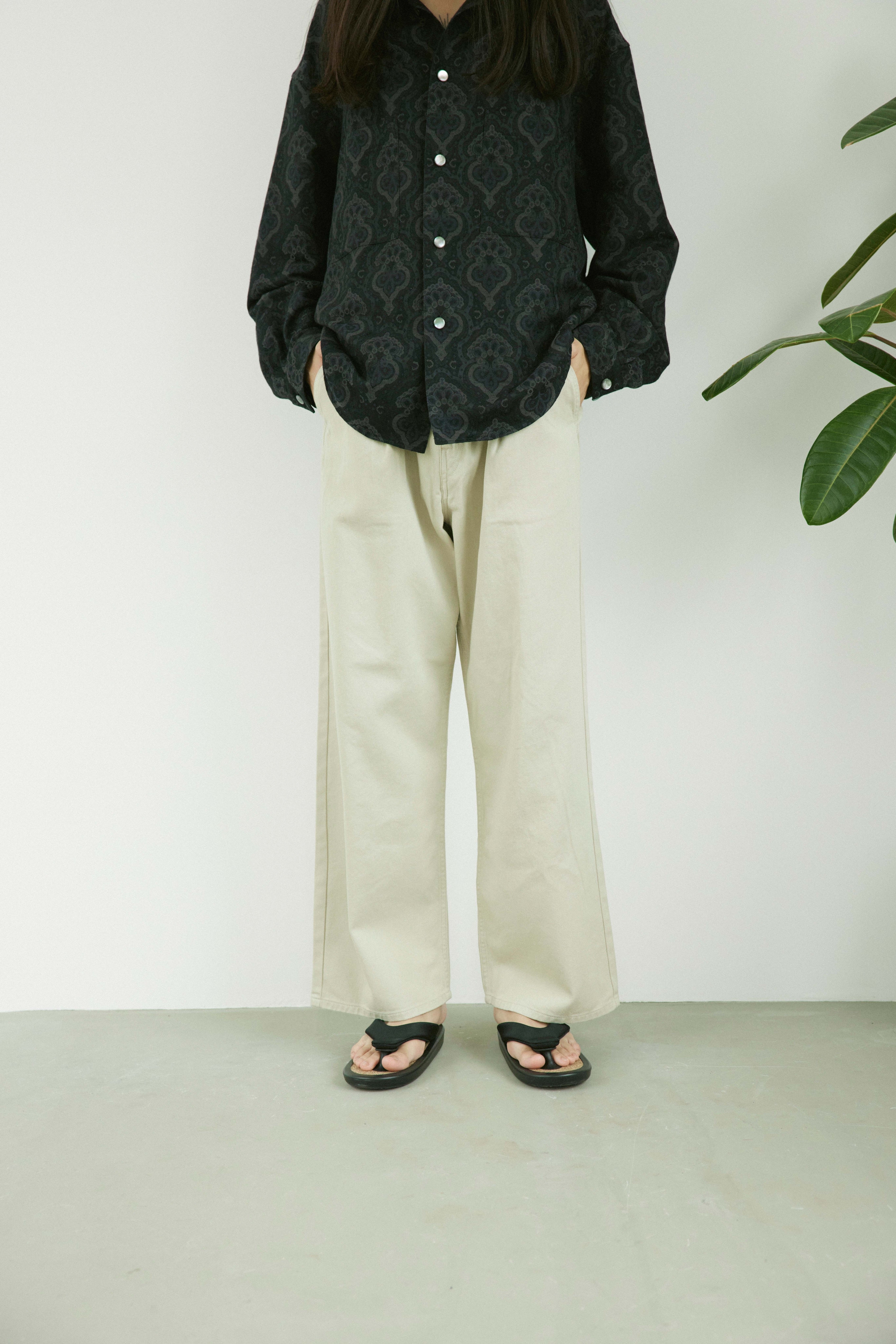 superNova. Big shirt jacket 弍 - Damask jacquard / Black