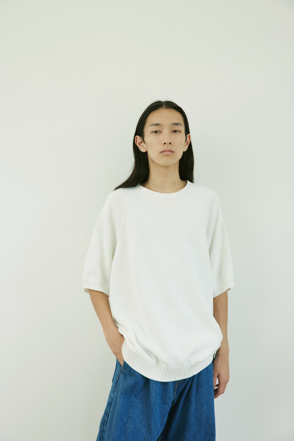 superNova.Wholegarment big knit tee / White