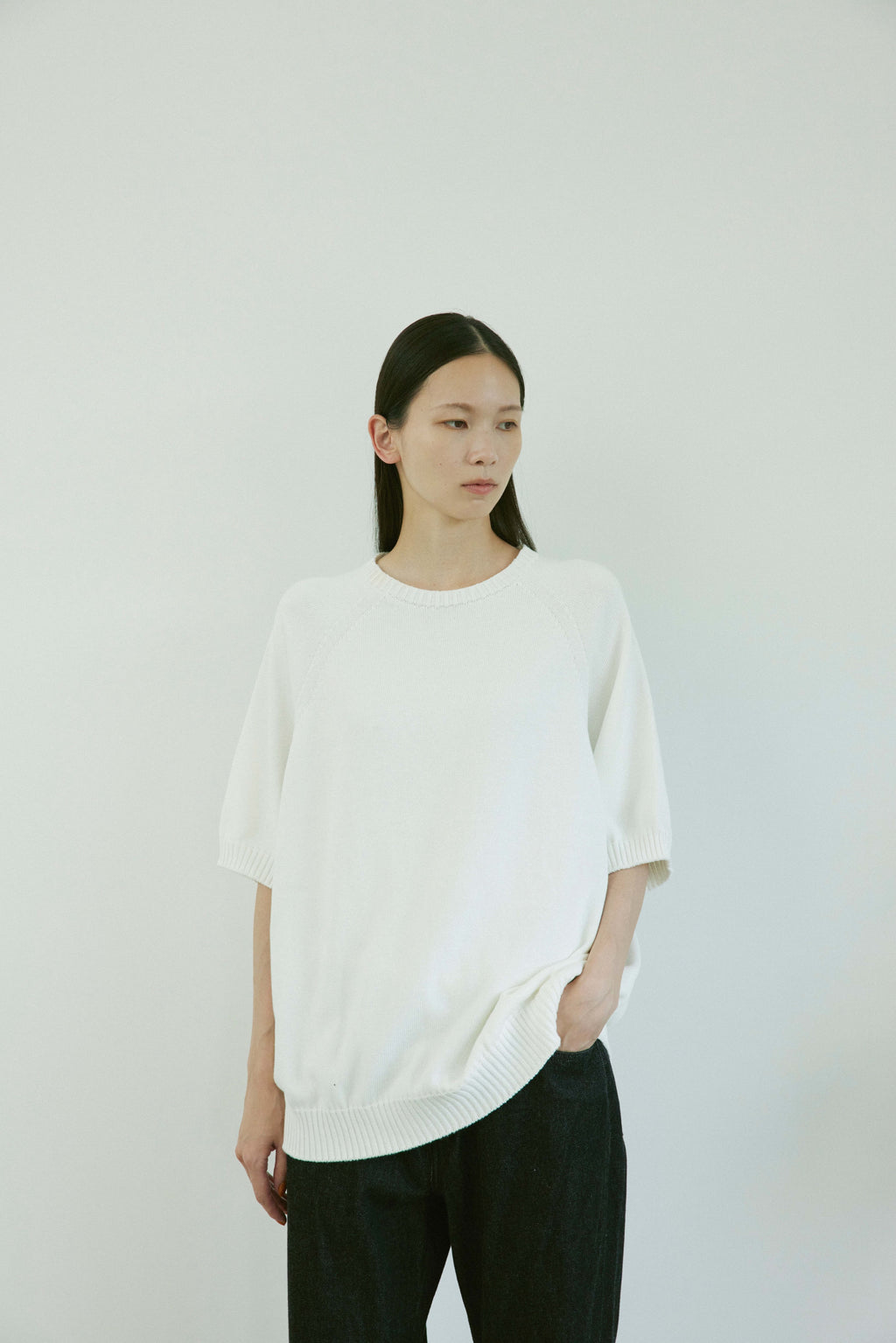 superNova.Wholegarment big knit tee / White