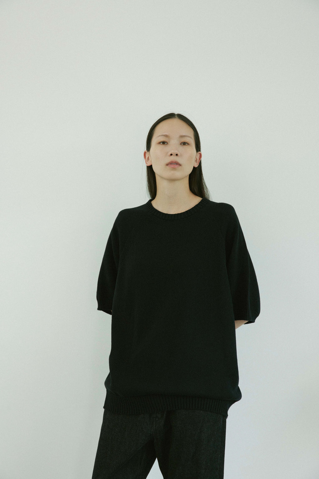 superNova.Wholegarment big knit tee / Black