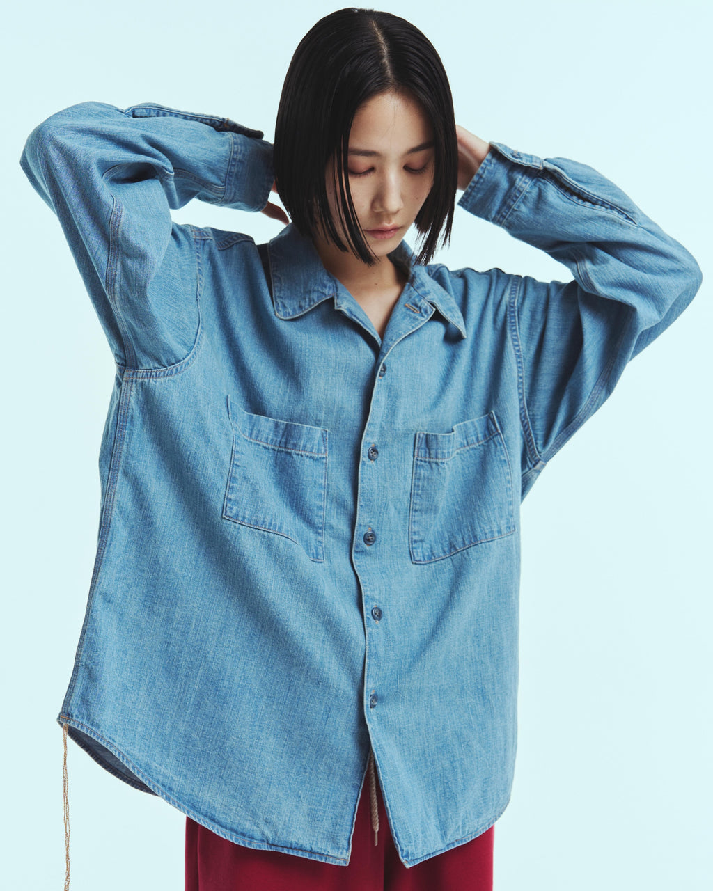 superNova. Denim big shirt - Old vintage wash / Light indigo