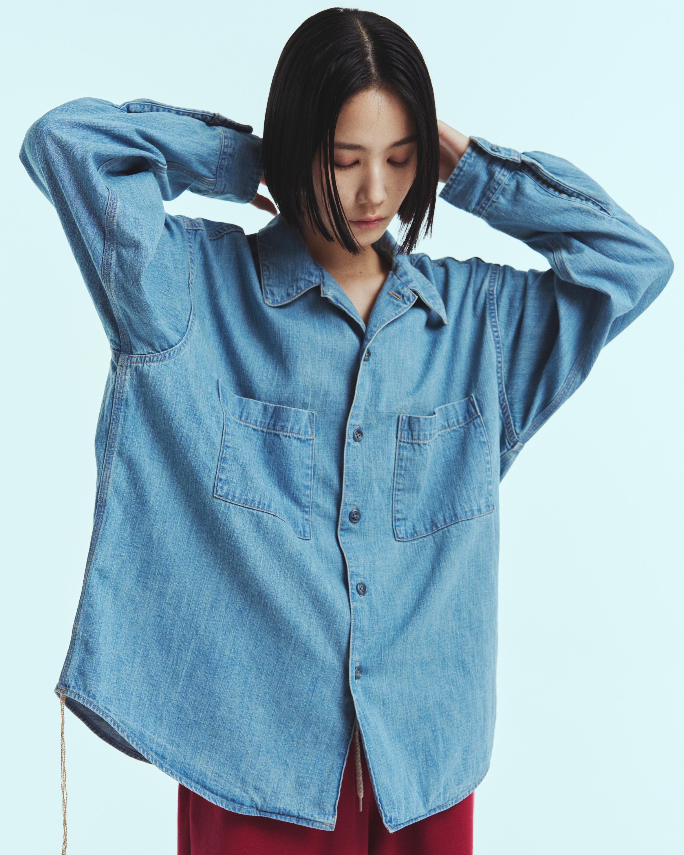 superNova. Denim big shirt - Old vintage wash / Light indigo