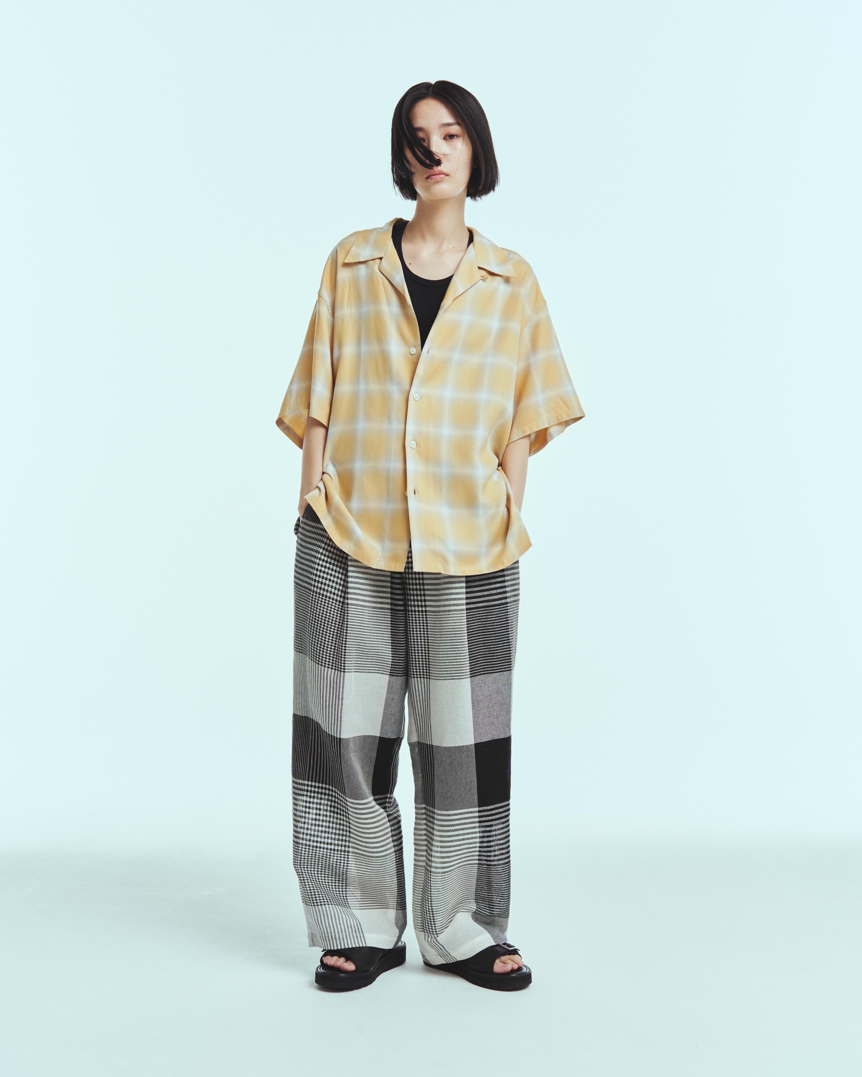 superNova. Aloha shirt - Ombre check / Yellow×Natural