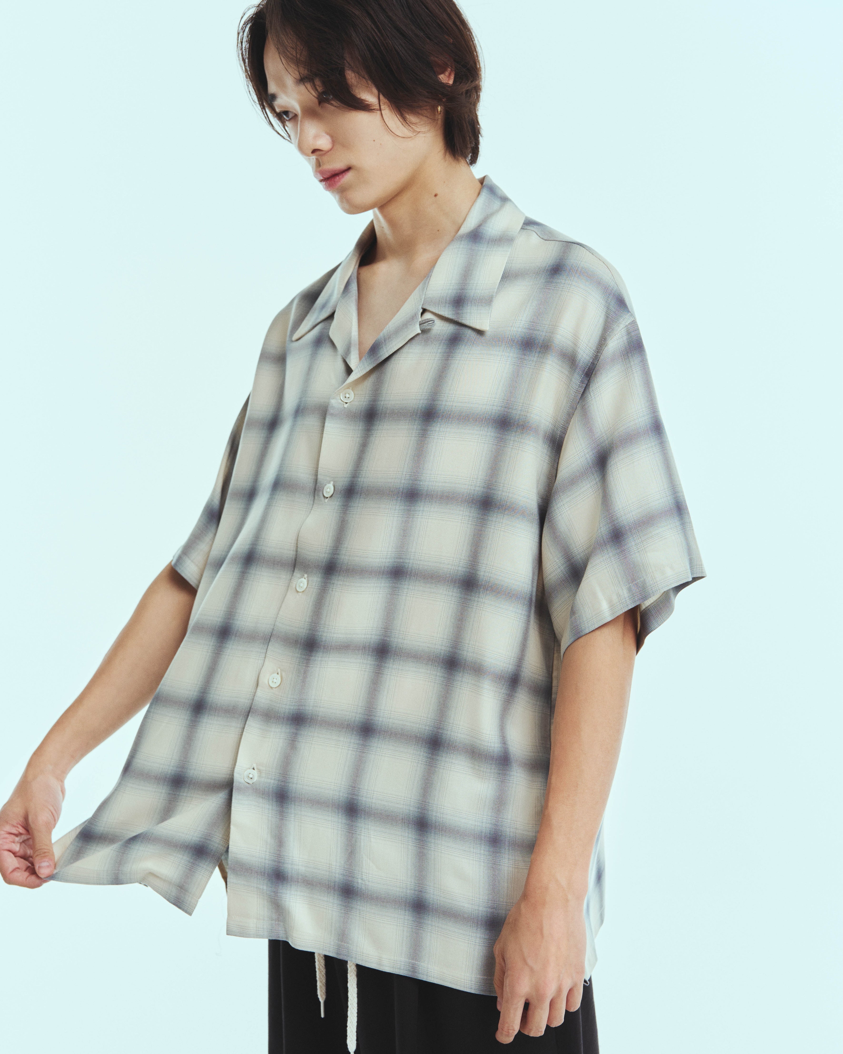 superNova. Aloha shirt - Ombre check / Navy×Natural