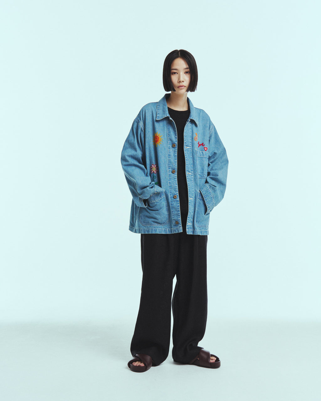 superNova. Embroidered coverall jacket - 9.5oz denim / Light indigo