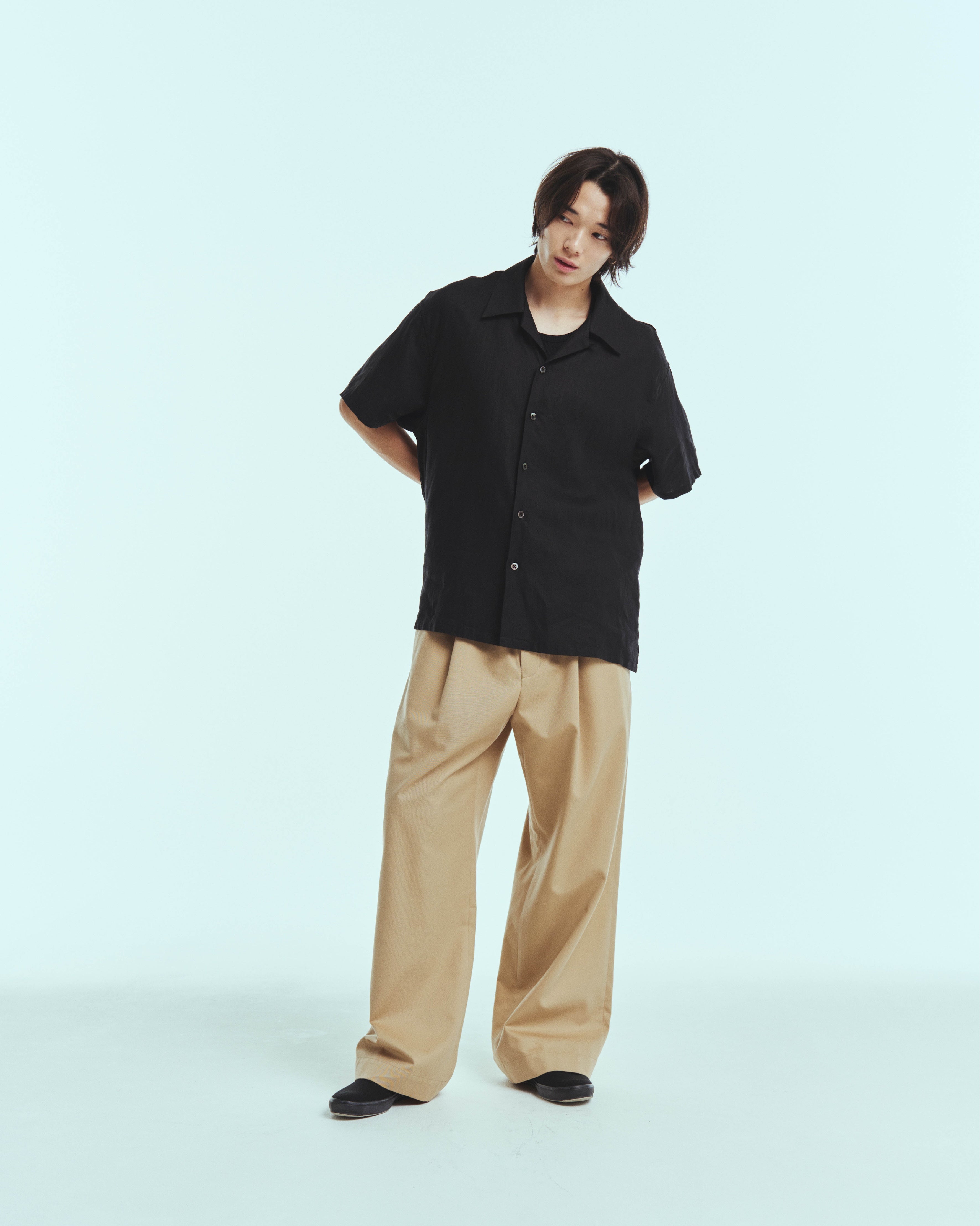superNova. Aloha shirt - Linen / Black