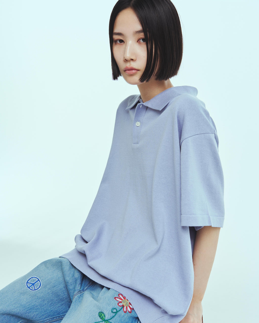 superNova. Knit polo - Cotton linen / Lavender