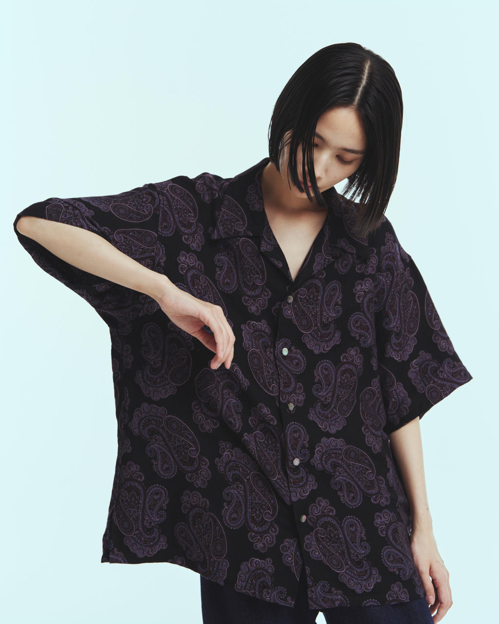 superNova. Aloha shirt - Sprinkled paisley jacquard / Black