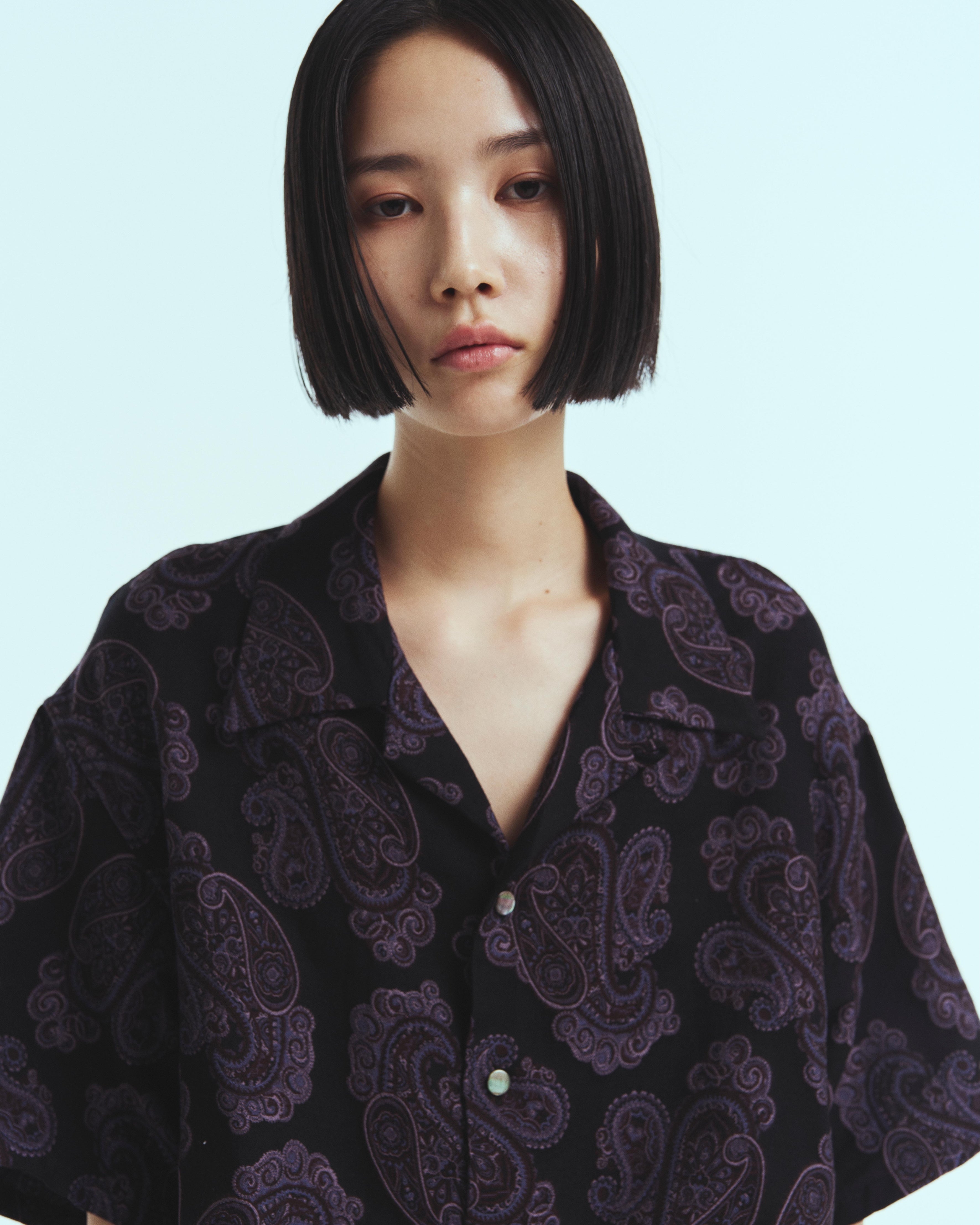 superNova. Aloha shirt - Sprinkled paisley jacquard / Black