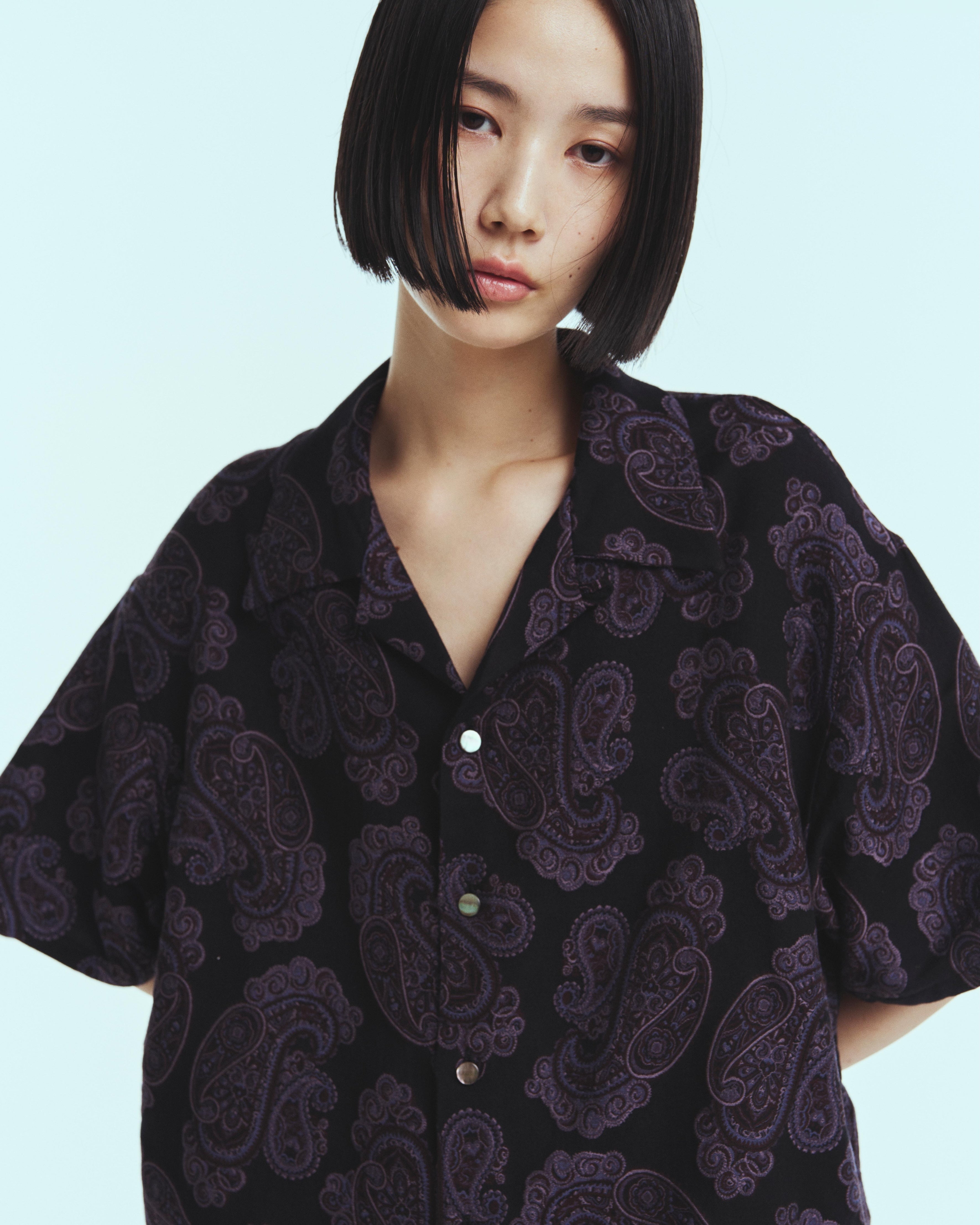superNova. Aloha shirt - Sprinkled paisley jacquard / Black