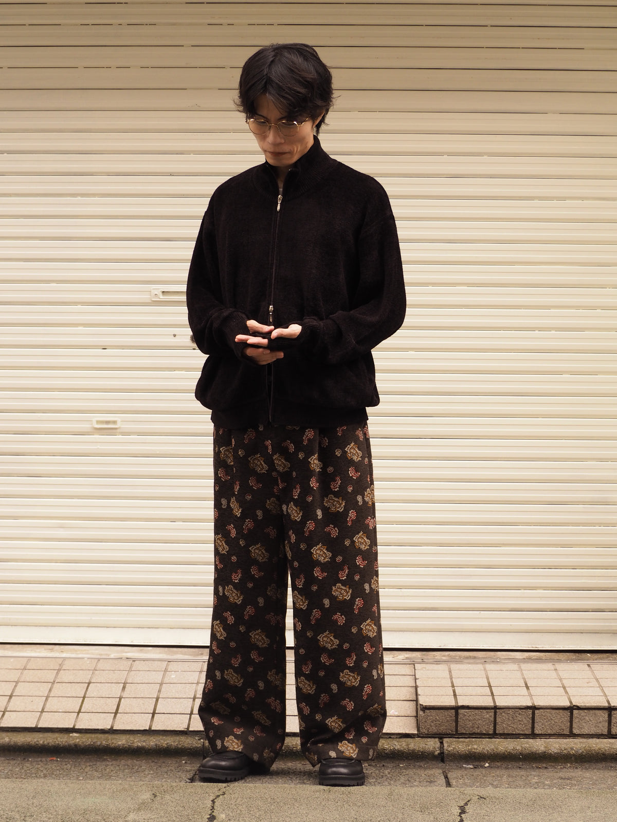 9月中発送予定 superNova. Velvet Drivers Knit Jacket / Brown