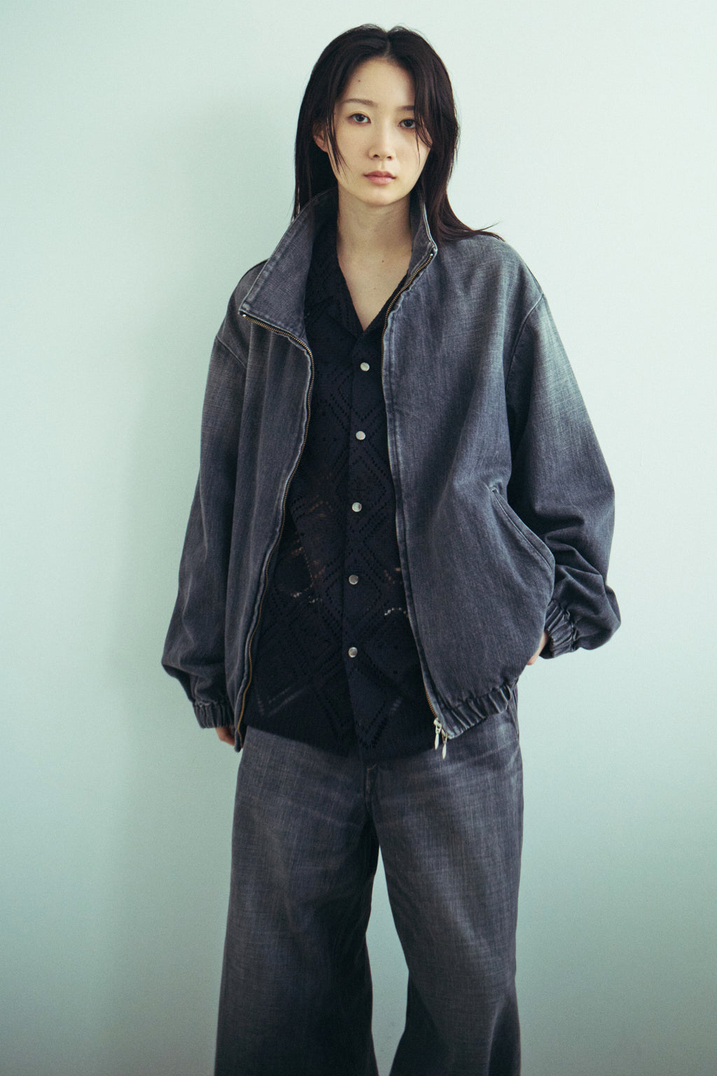 superNova. Aloha shirt - Diamond raschel lace/ Black