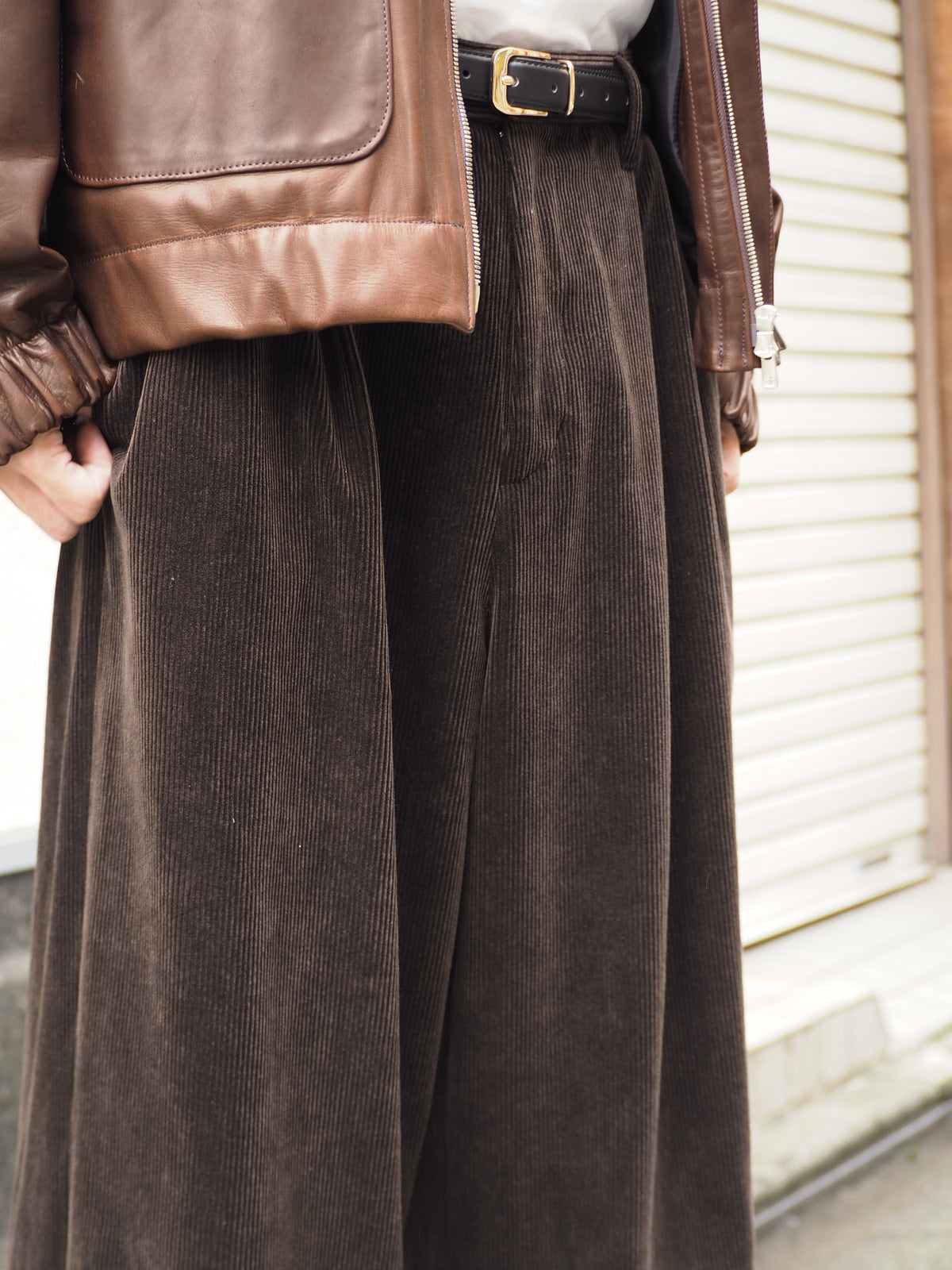 superNova. Corduroy Baggy Utility Trousers / Chocolate