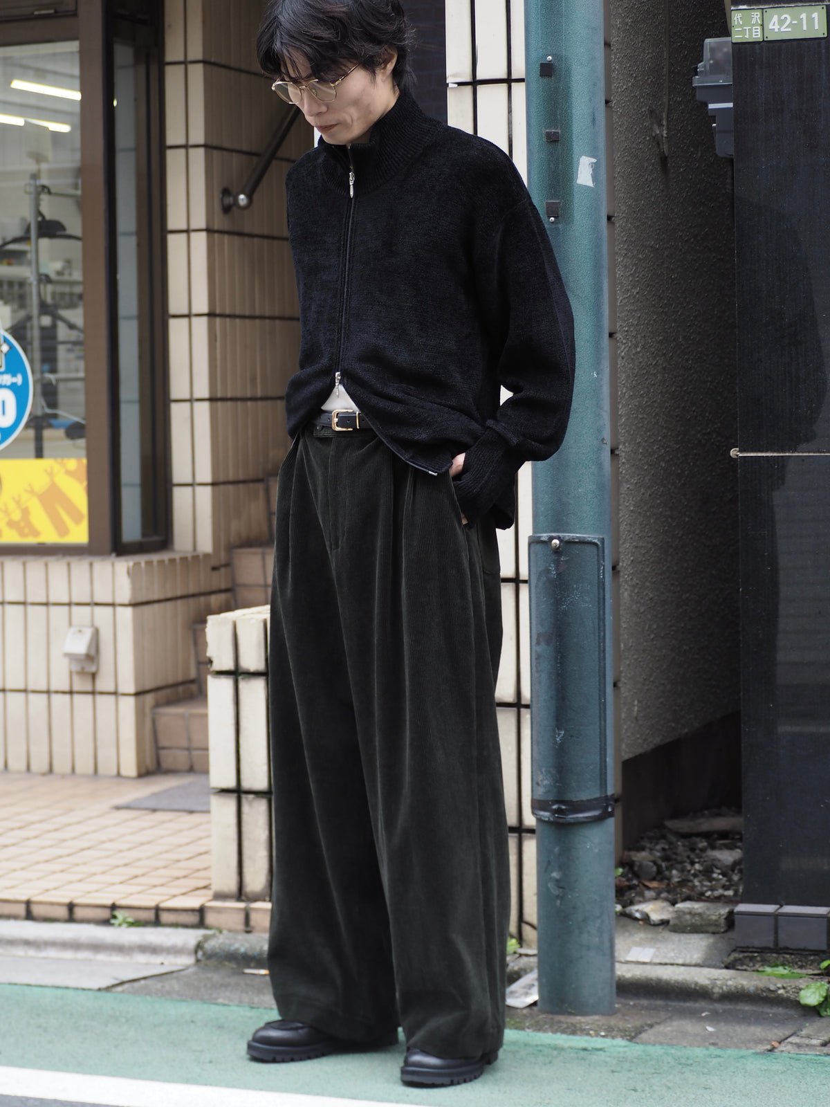 9月中発送予定 superNova. Velvet Drivers Knit Jacket / Black
